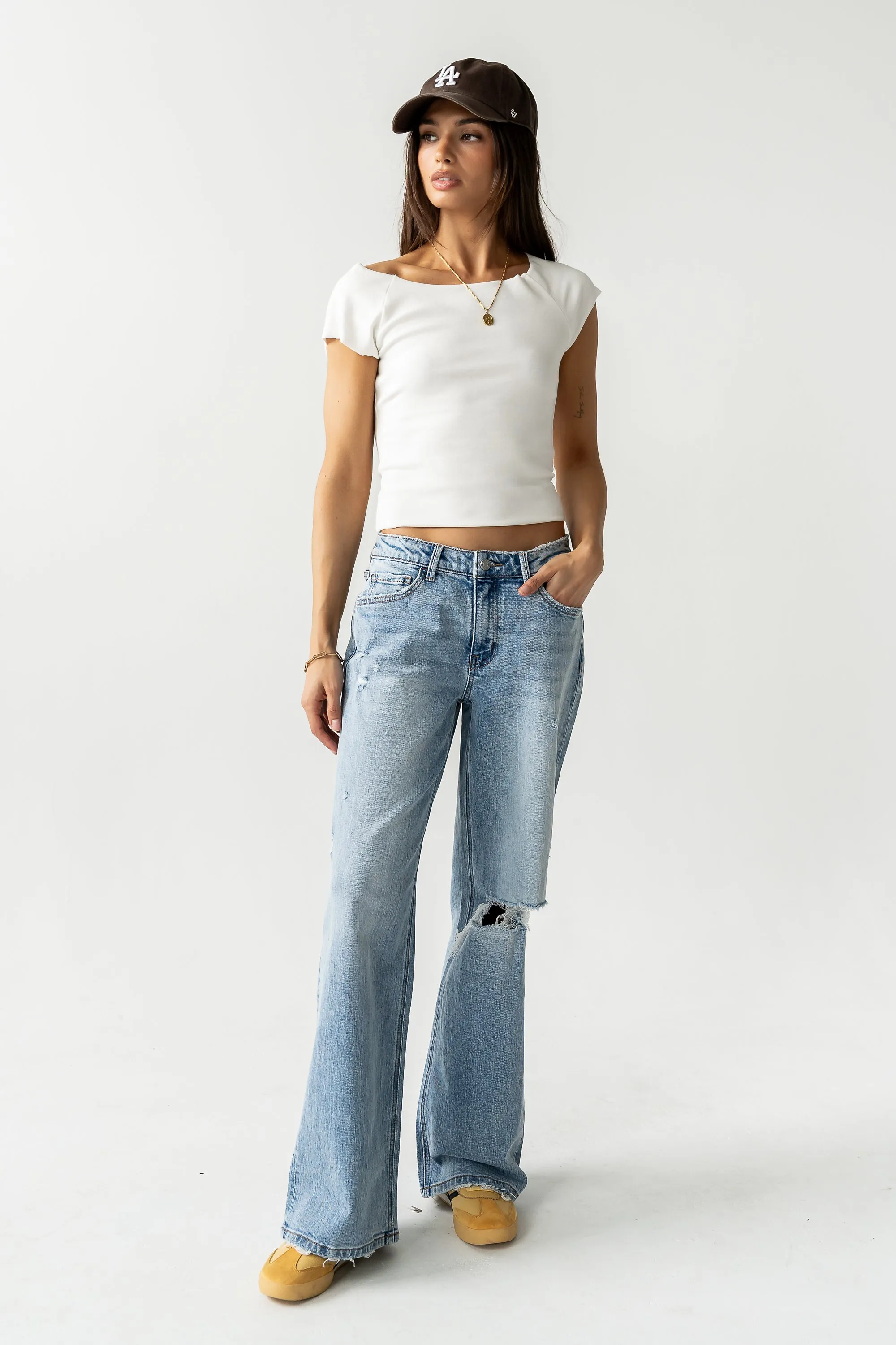 Devon Distressed Wide Leg Jeans sold by bohme product image thumbnail 3