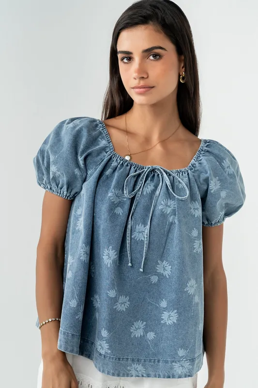 Brinklee Floral Denim Top made by bohme
