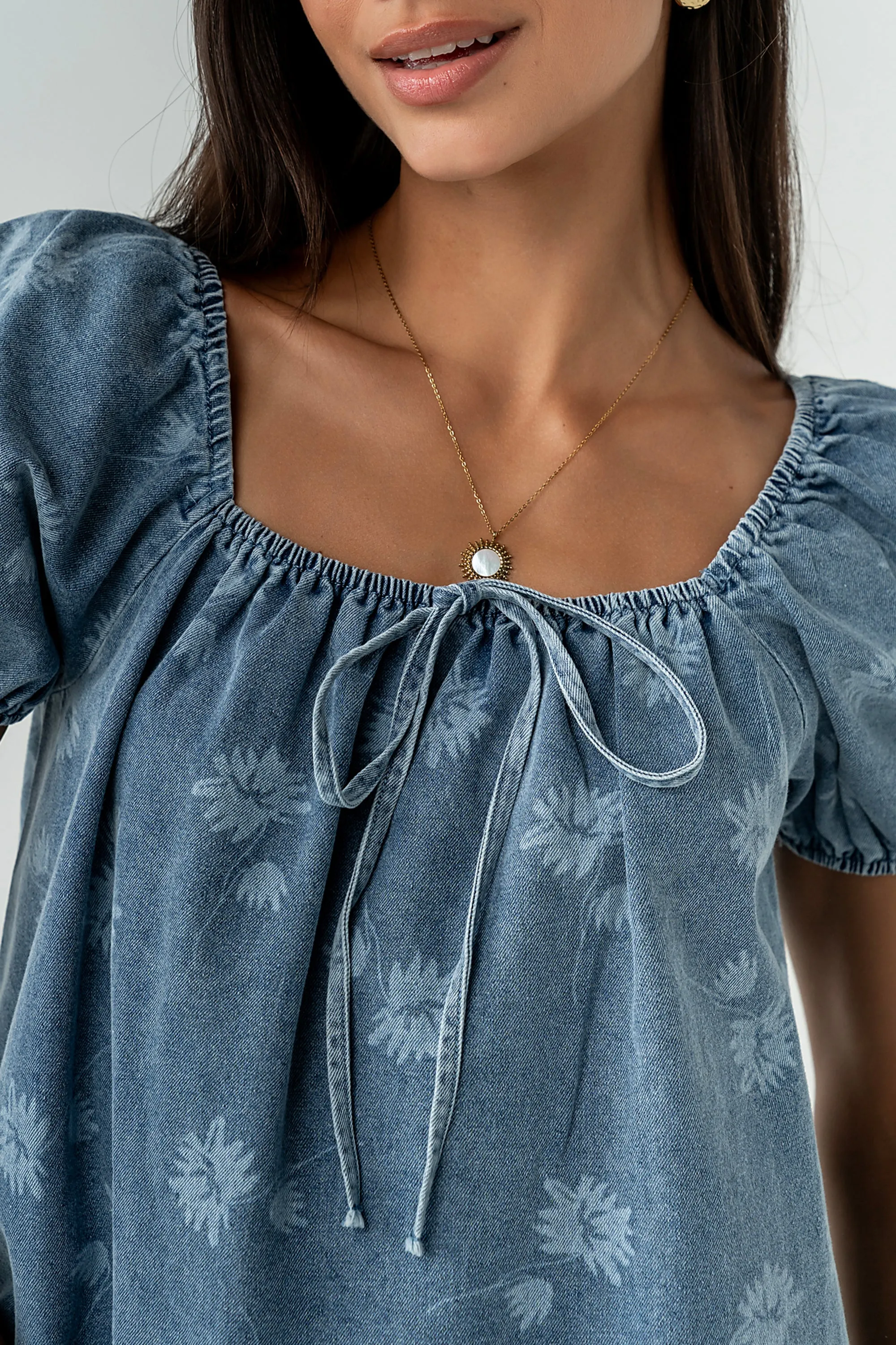 Brinklee Floral Denim Top sold by bohme product image thumbnail 4