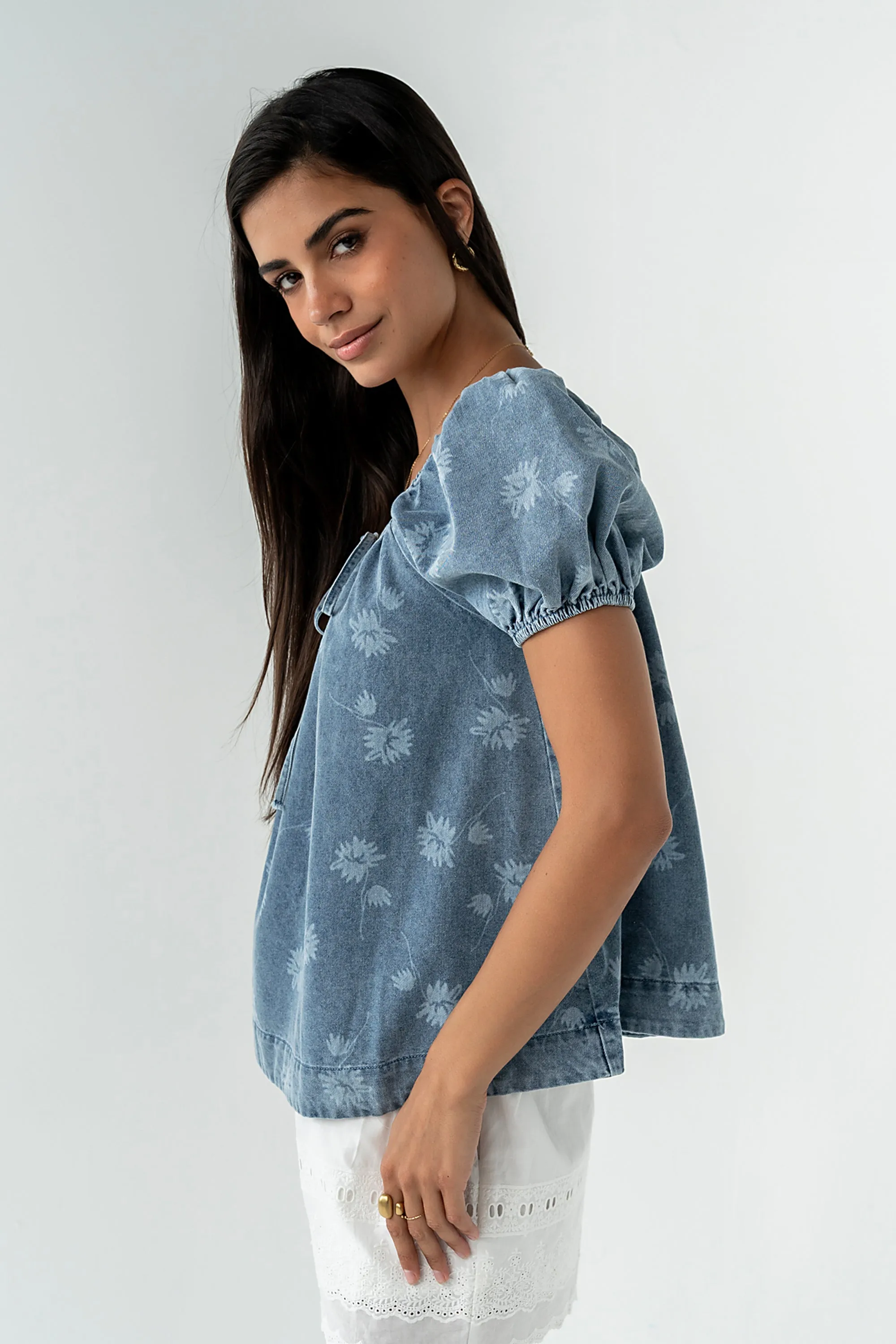 Brinklee Floral Denim Top sold by bohme product image thumbnail 5