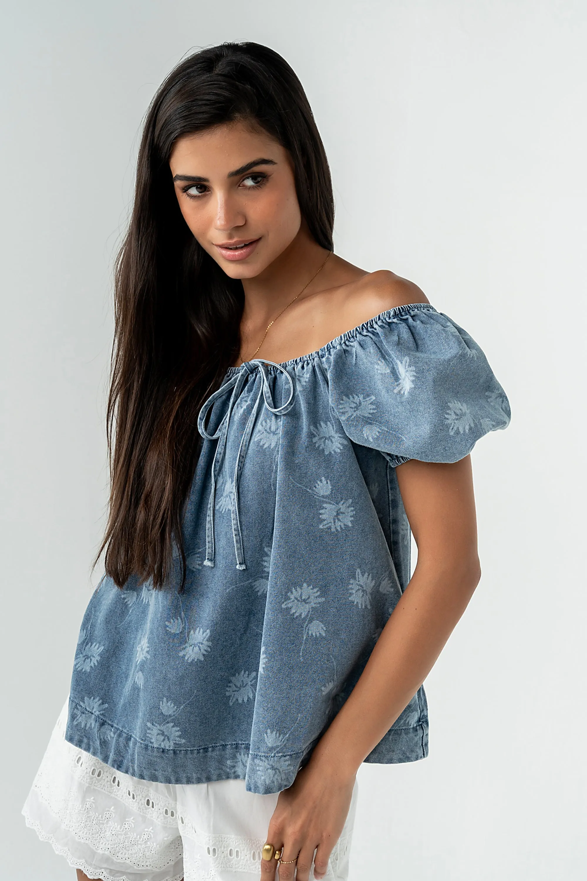 Brinklee Floral Denim Top sold by bohme product image thumbnail 2