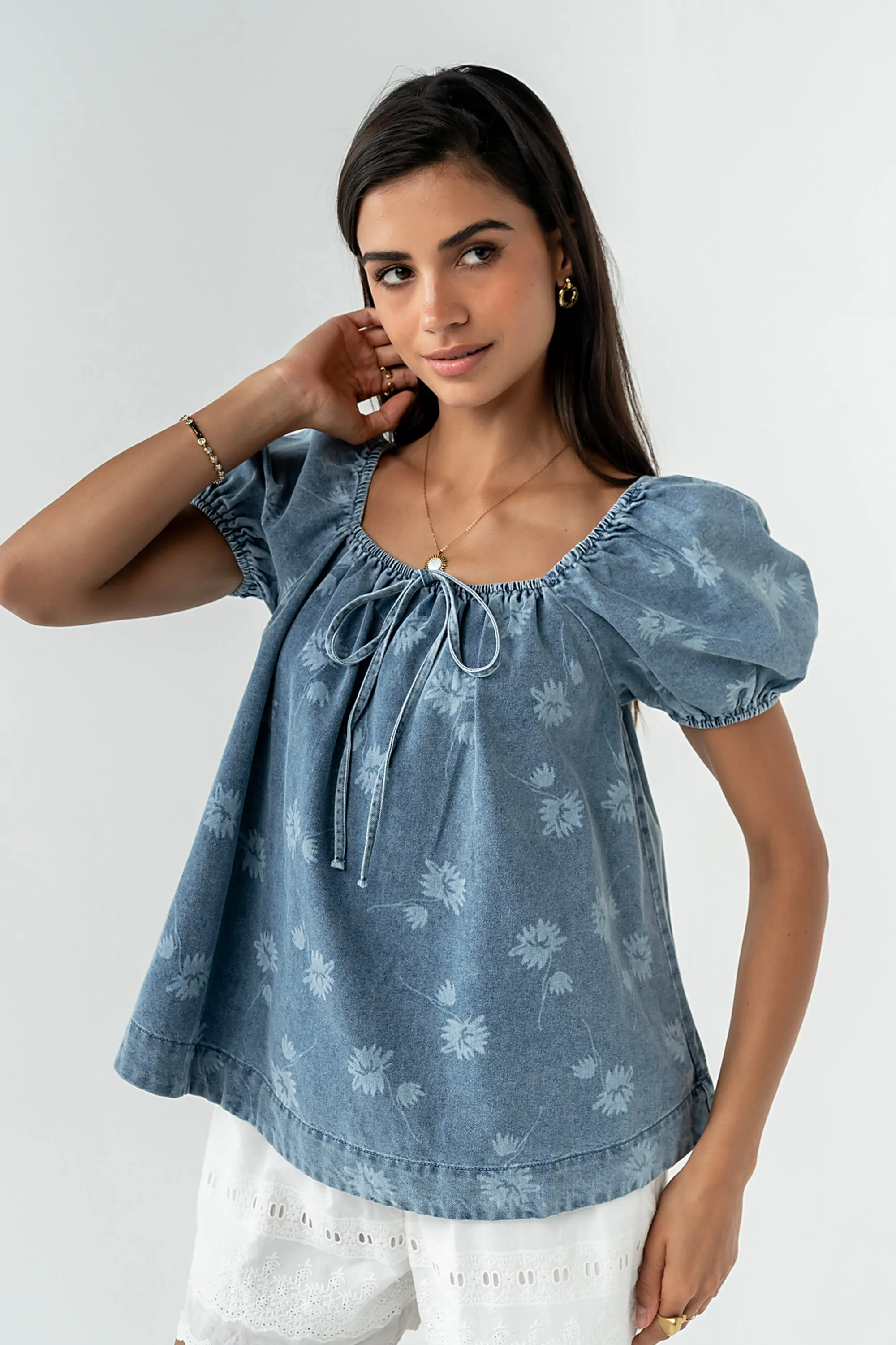 Brinklee Floral Denim Top sold by bohme product image thumbnail 3
