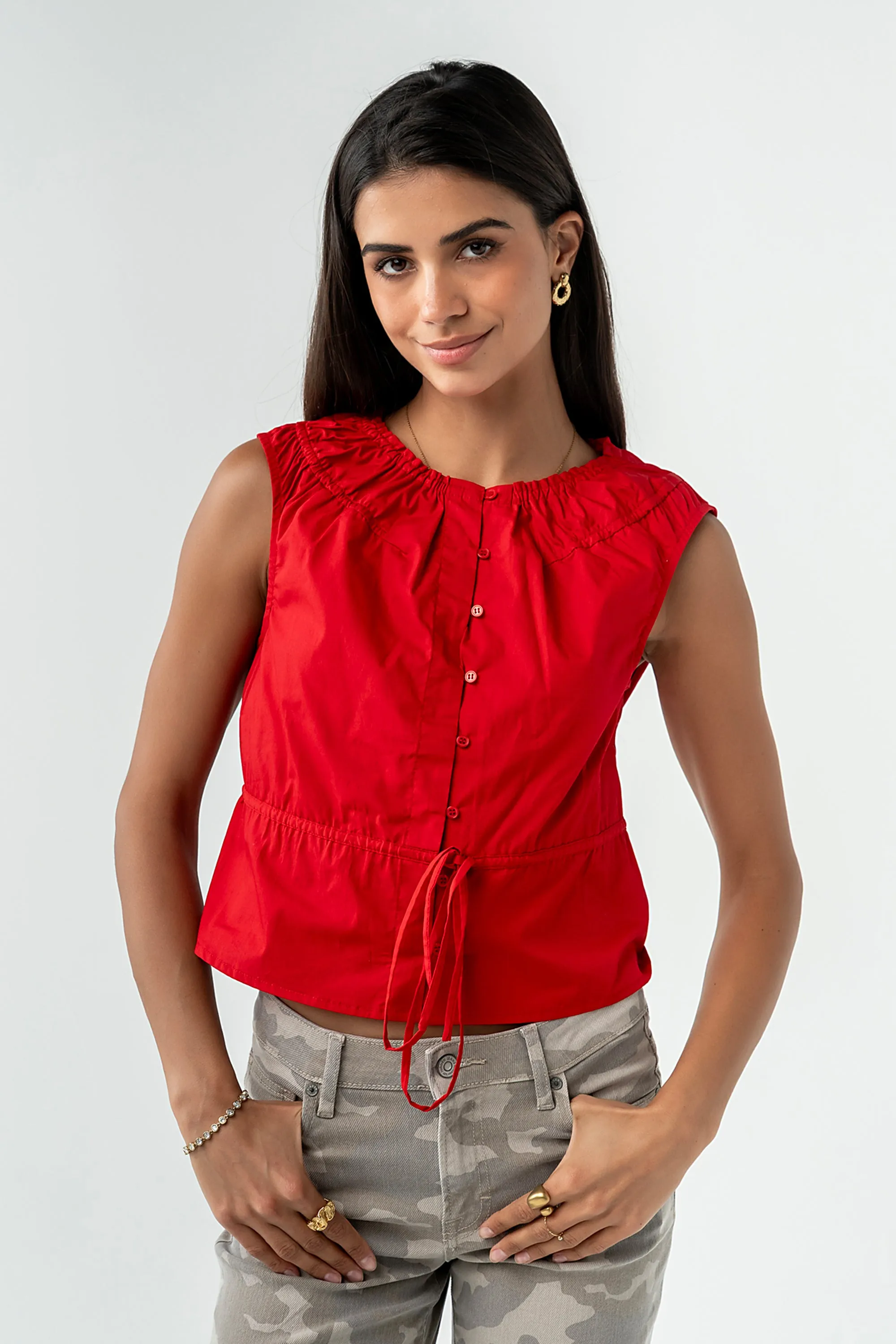 Tamika Ruched Top in Red sold by bohme product image thumbnail 3