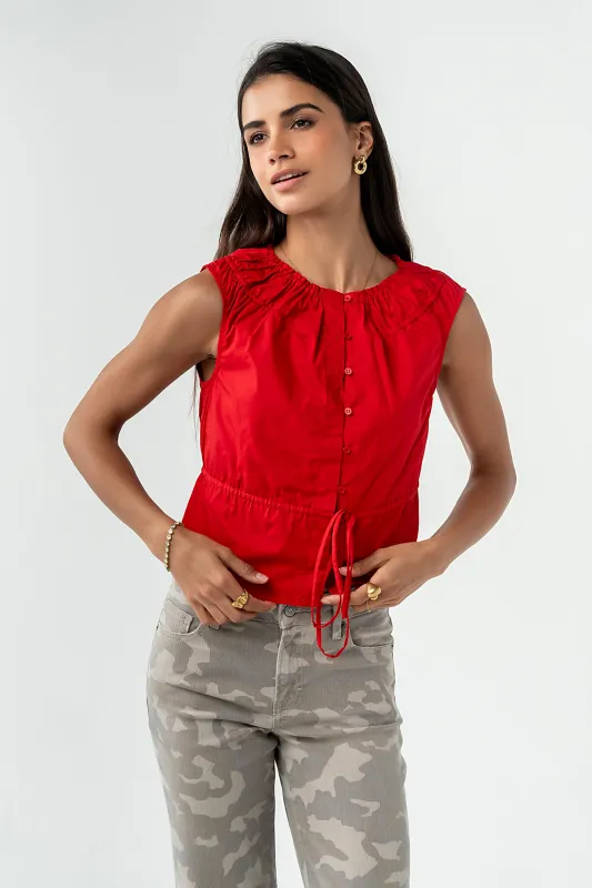Tamika Ruched Top in Red made by bohme