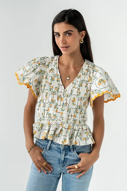 Rusty Smocked Blouse made by bohme