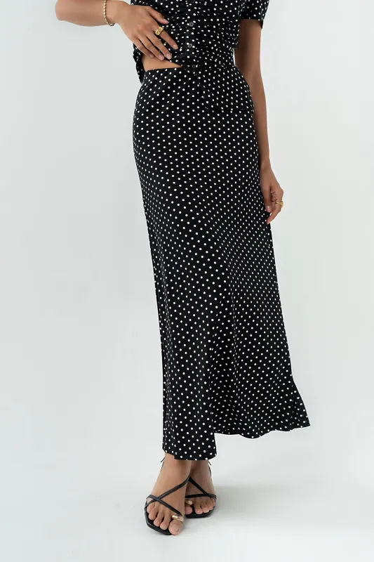 Malia Polka Dot Maxi Skirt made by bohme
