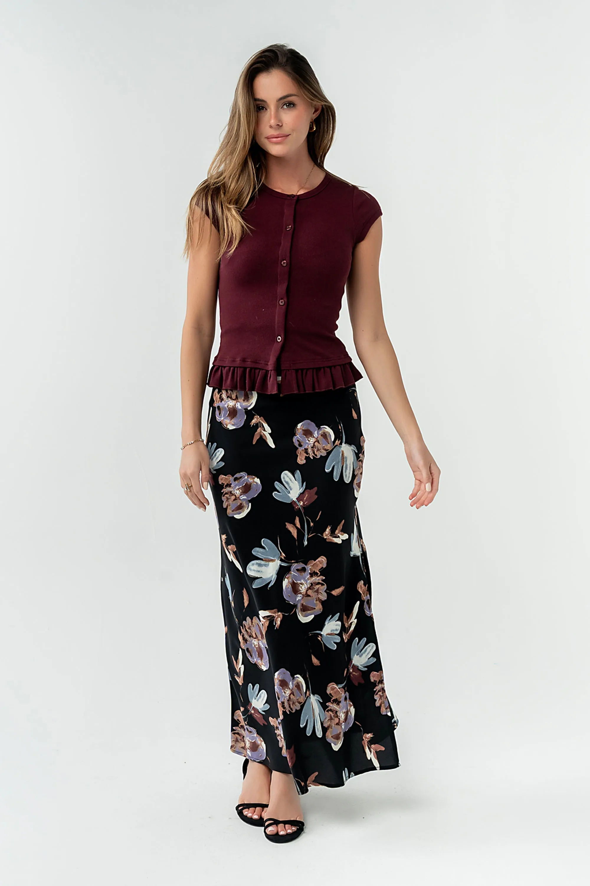 Tracey Floral Midi Skirt in Black sold by bohme product image thumbnail 3