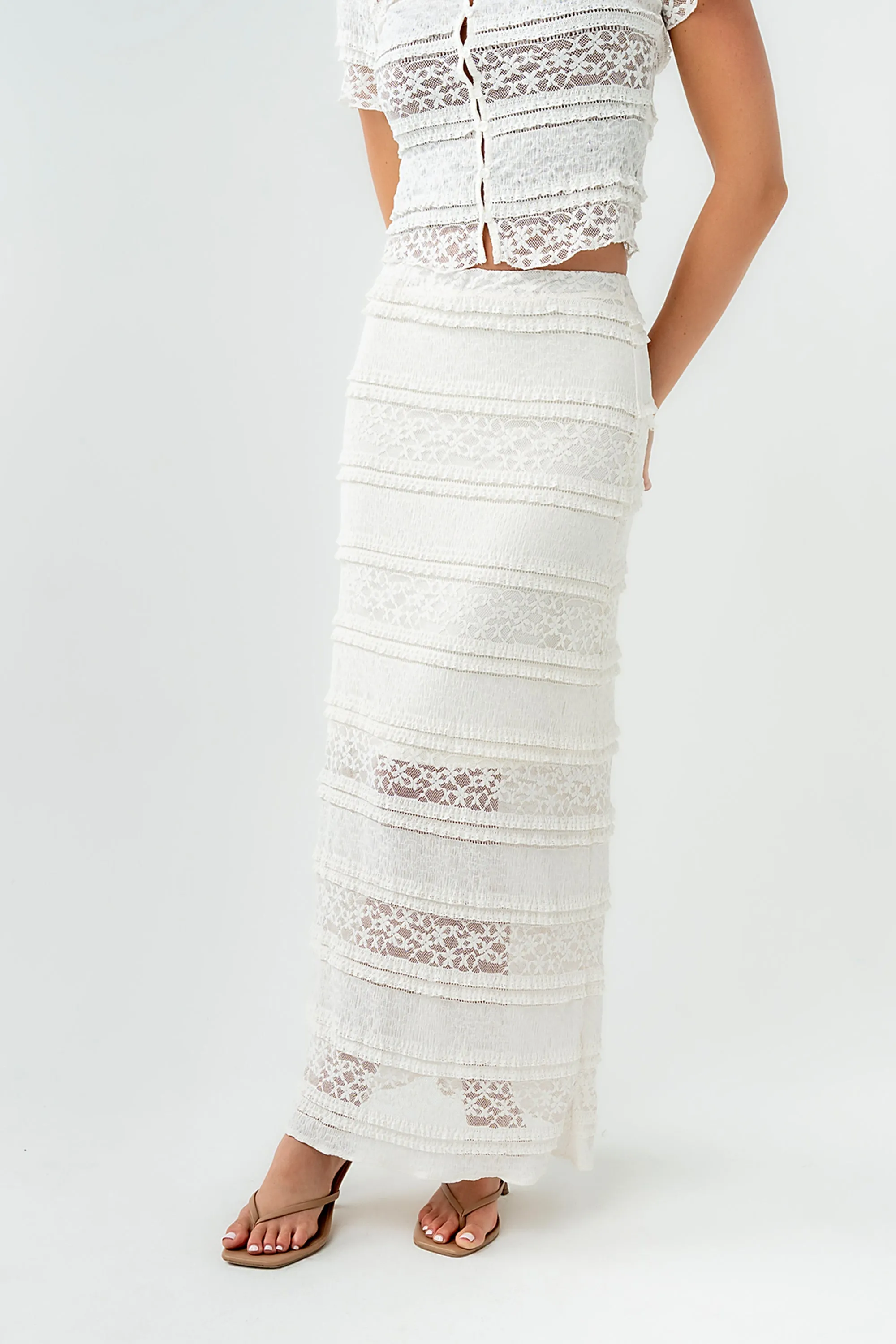 Lexie Lace Midi Skirt in Cream sold by bohme product image thumbnail 4