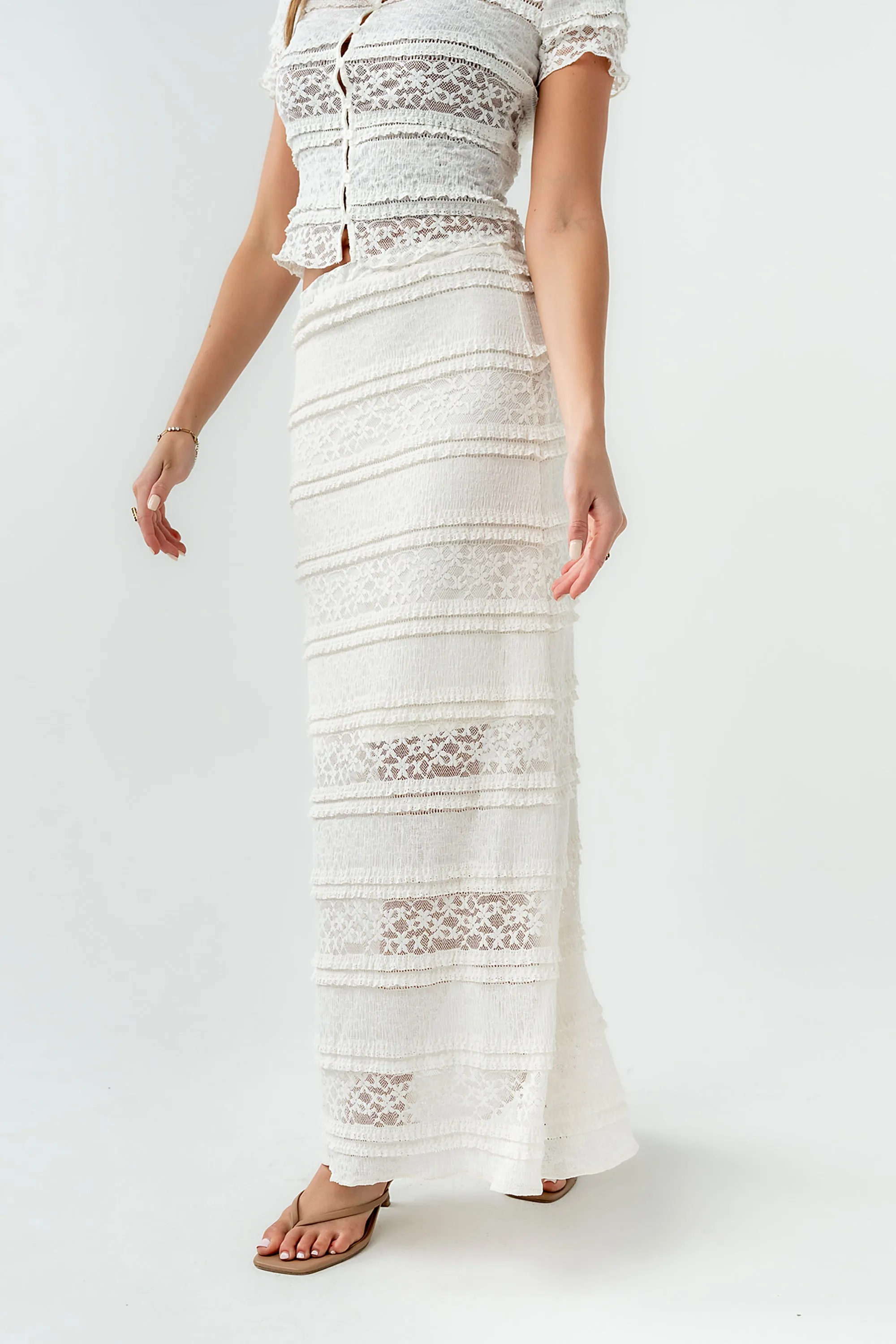 Lexie Lace Midi Skirt in Cream sold by bohme product image thumbnail 2