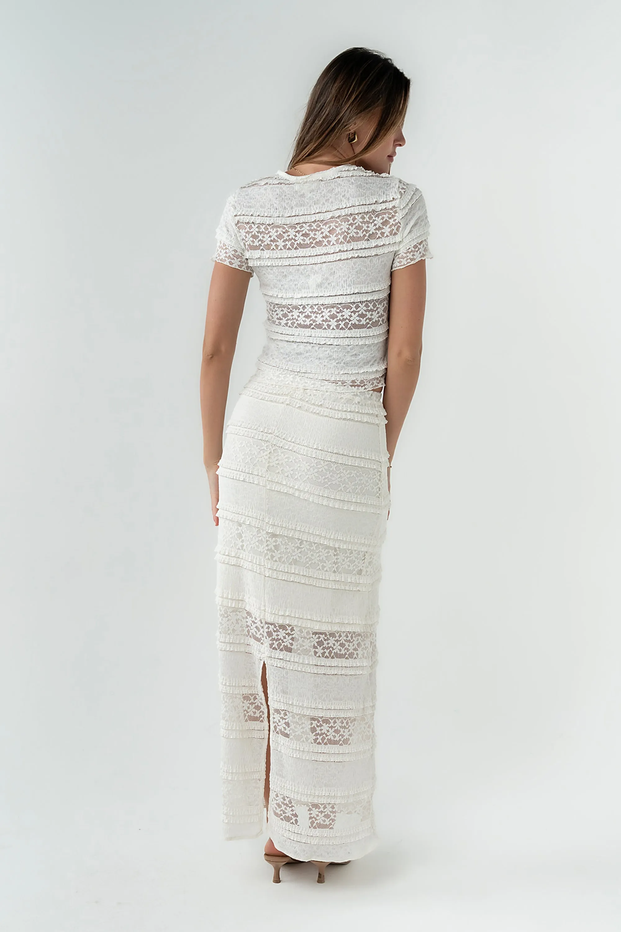 Lexie Lace Midi Skirt in Cream sold by bohme product image thumbnail 3