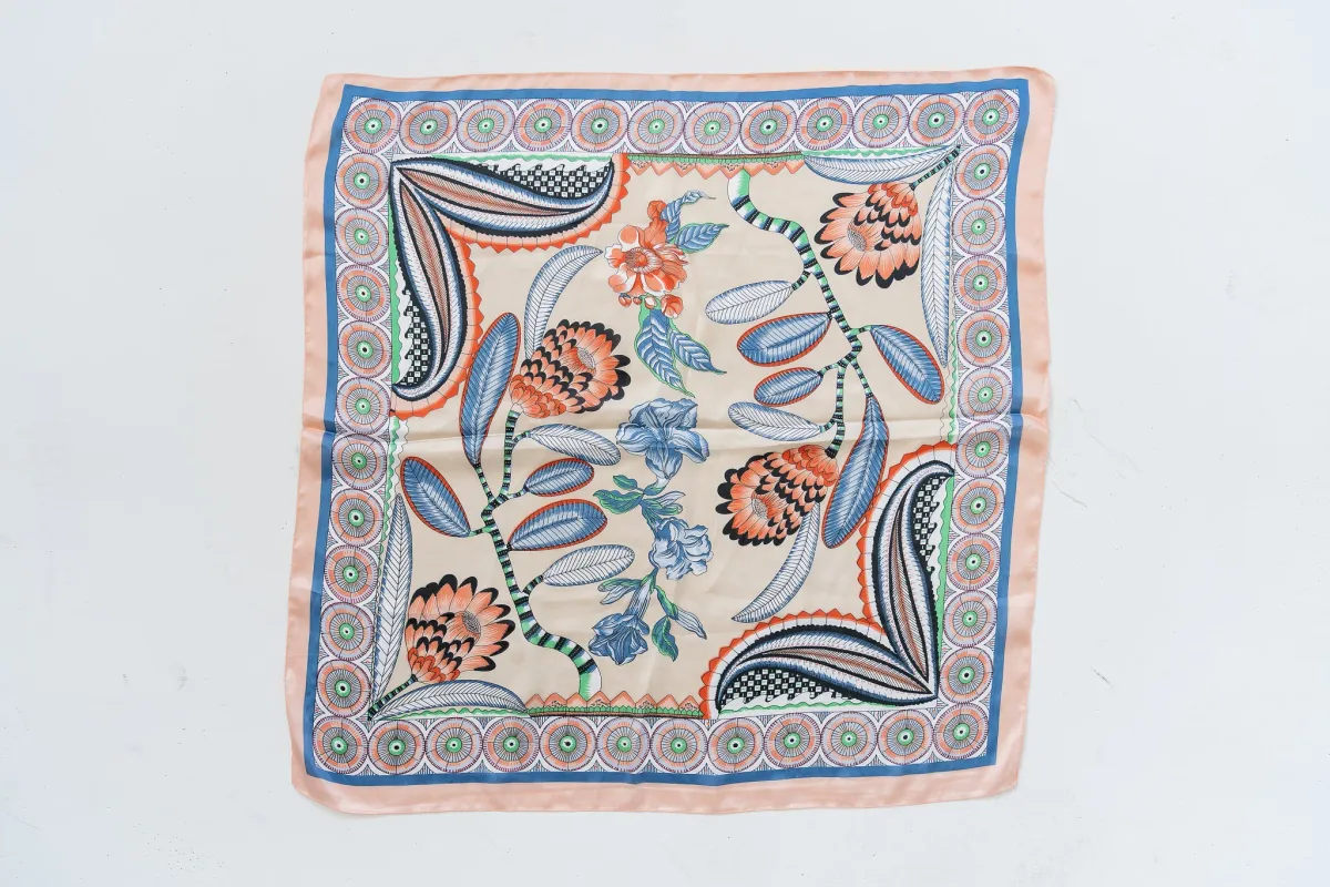 Micah Floral Bandana Scarf in Peach made by bohme