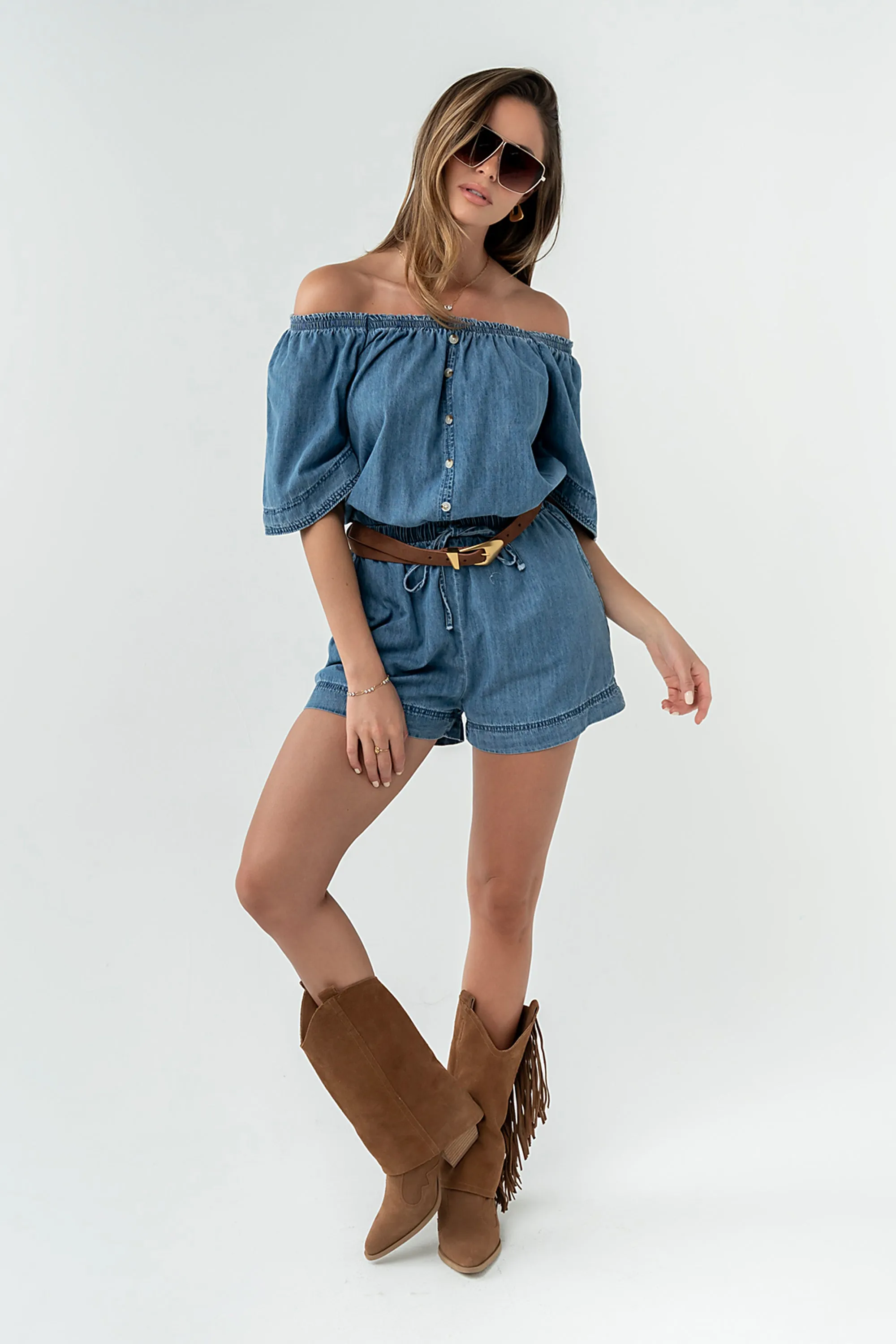 Marina Denim Romper sold by bohme product image thumbnail 2