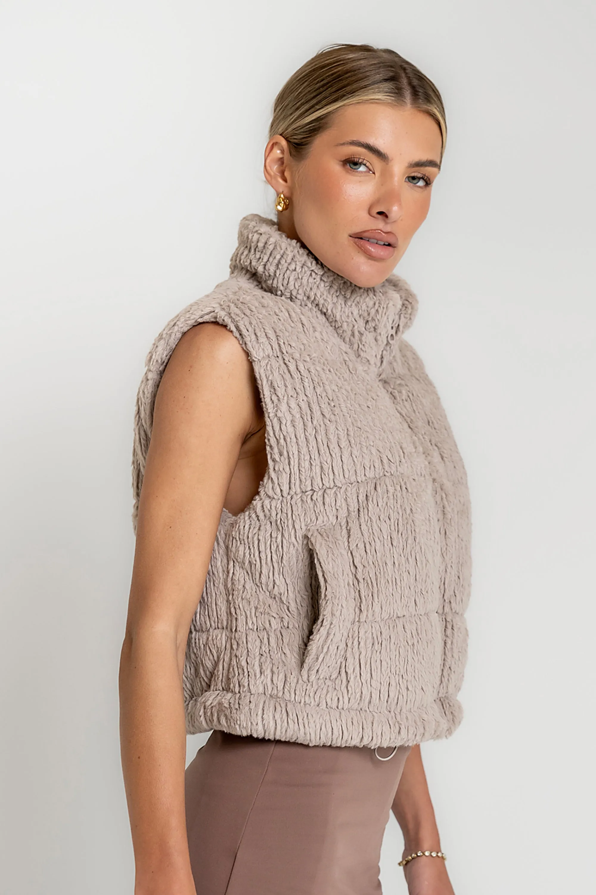 Ginny Fur Vest in Taupe sold by bohme product image thumbnail 3