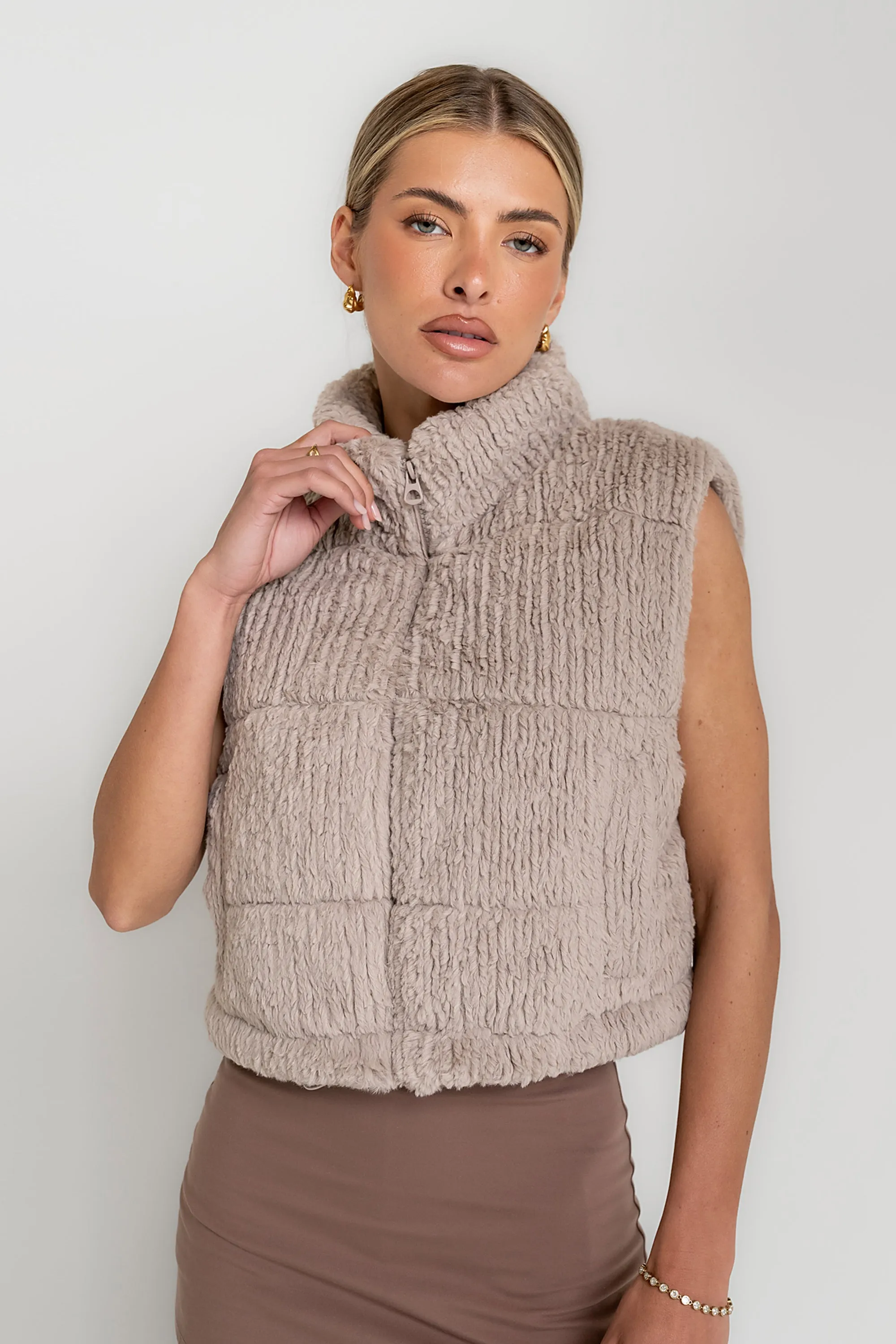 Ginny Fur Vest in Taupe sold by bohme product image thumbnail 4