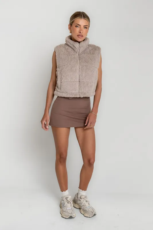 Ginny Fur Vest in Taupe made by bohme
