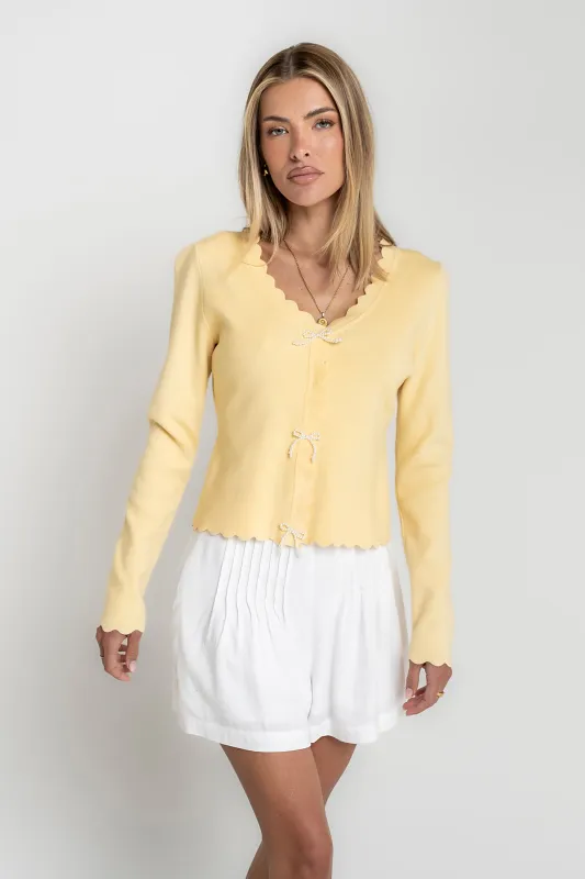 Suzy Scalloped Sweater in Yellow made by bohme