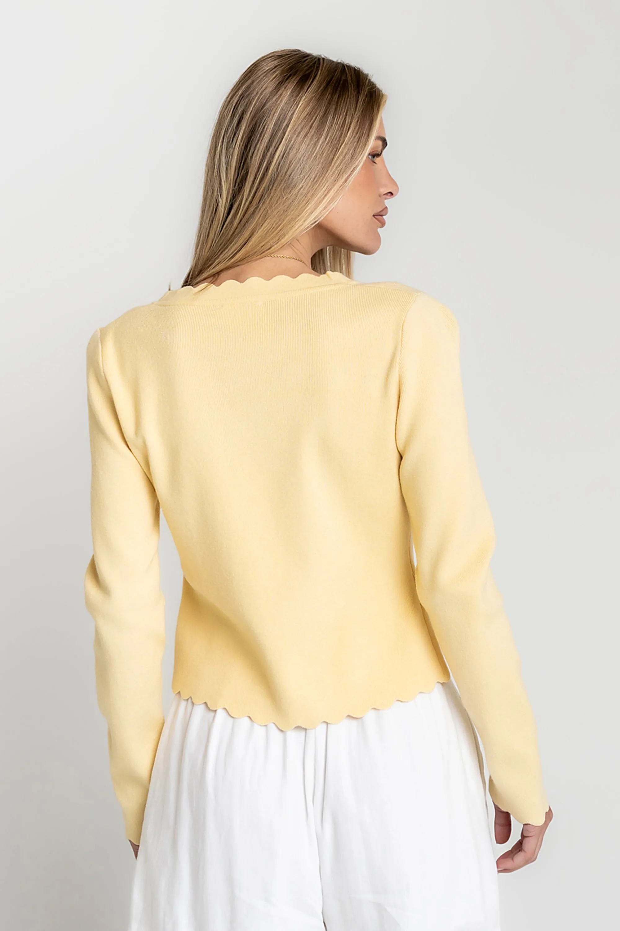 Suzy Scalloped Sweater in Yellow sold by bohme product image thumbnail 2