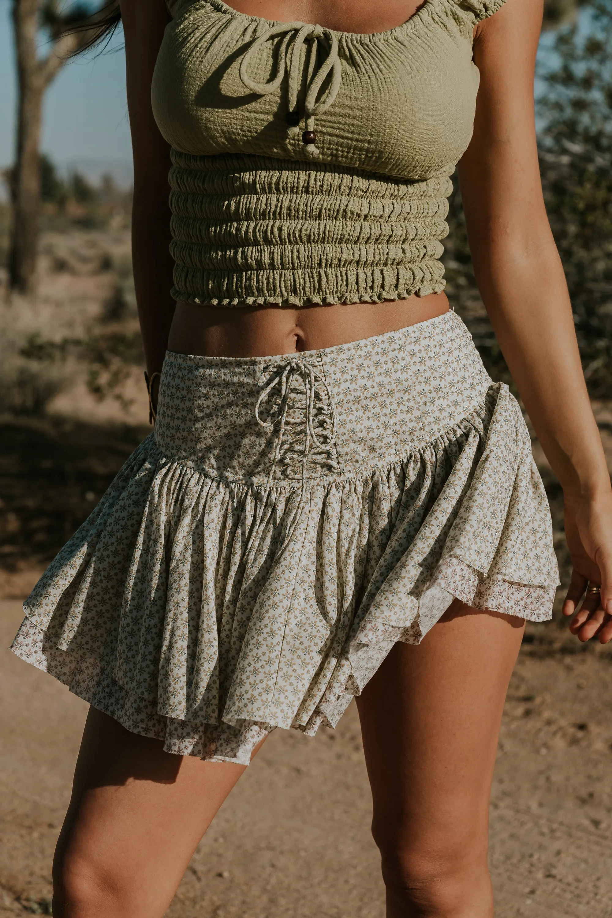 Andee Floral Mini Skirt in Yellow sold by bohme product image thumbnail 5