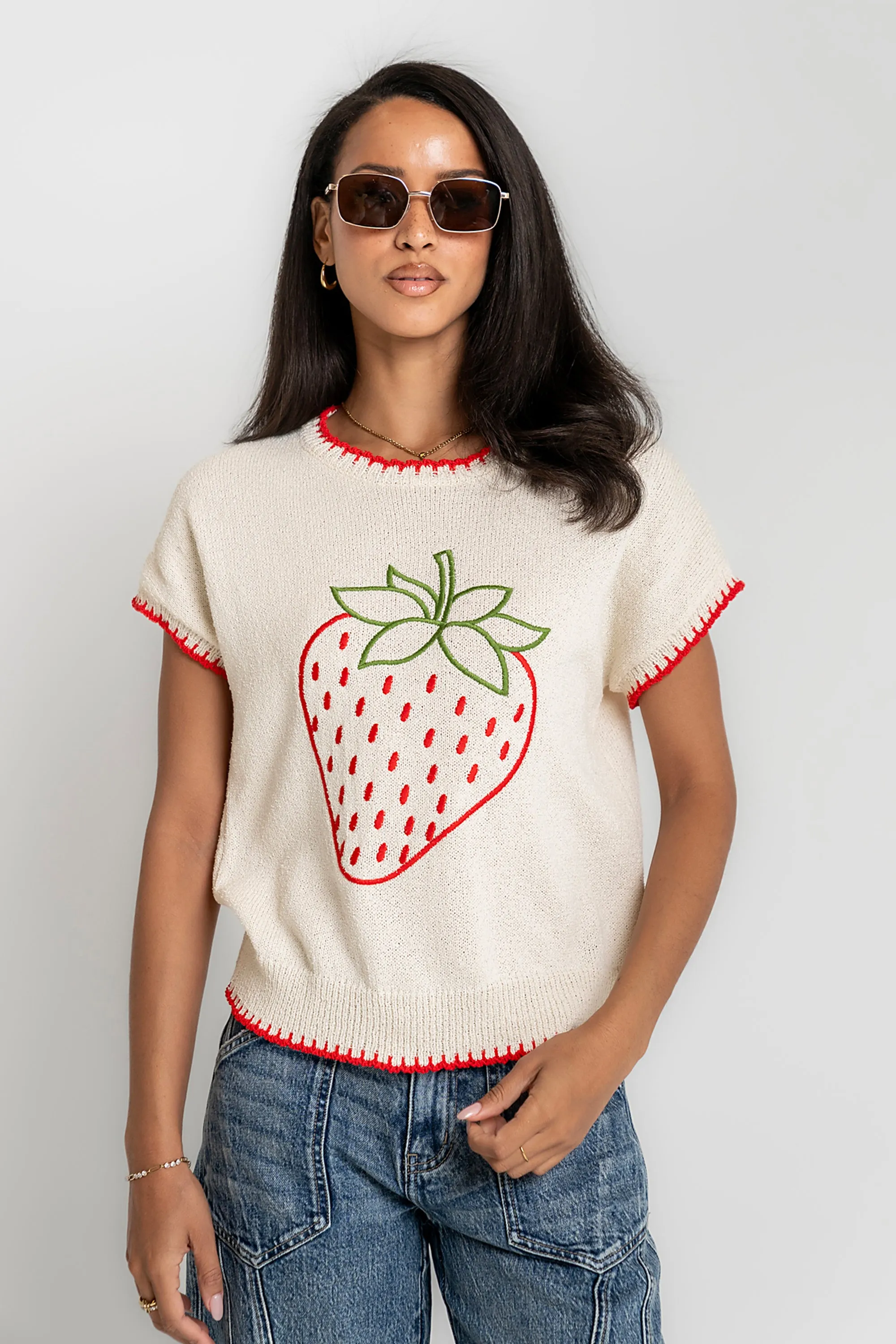 Chloe Embroidered Sweater Tee - FINAL SALE sold by bohme product image thumbnail 2