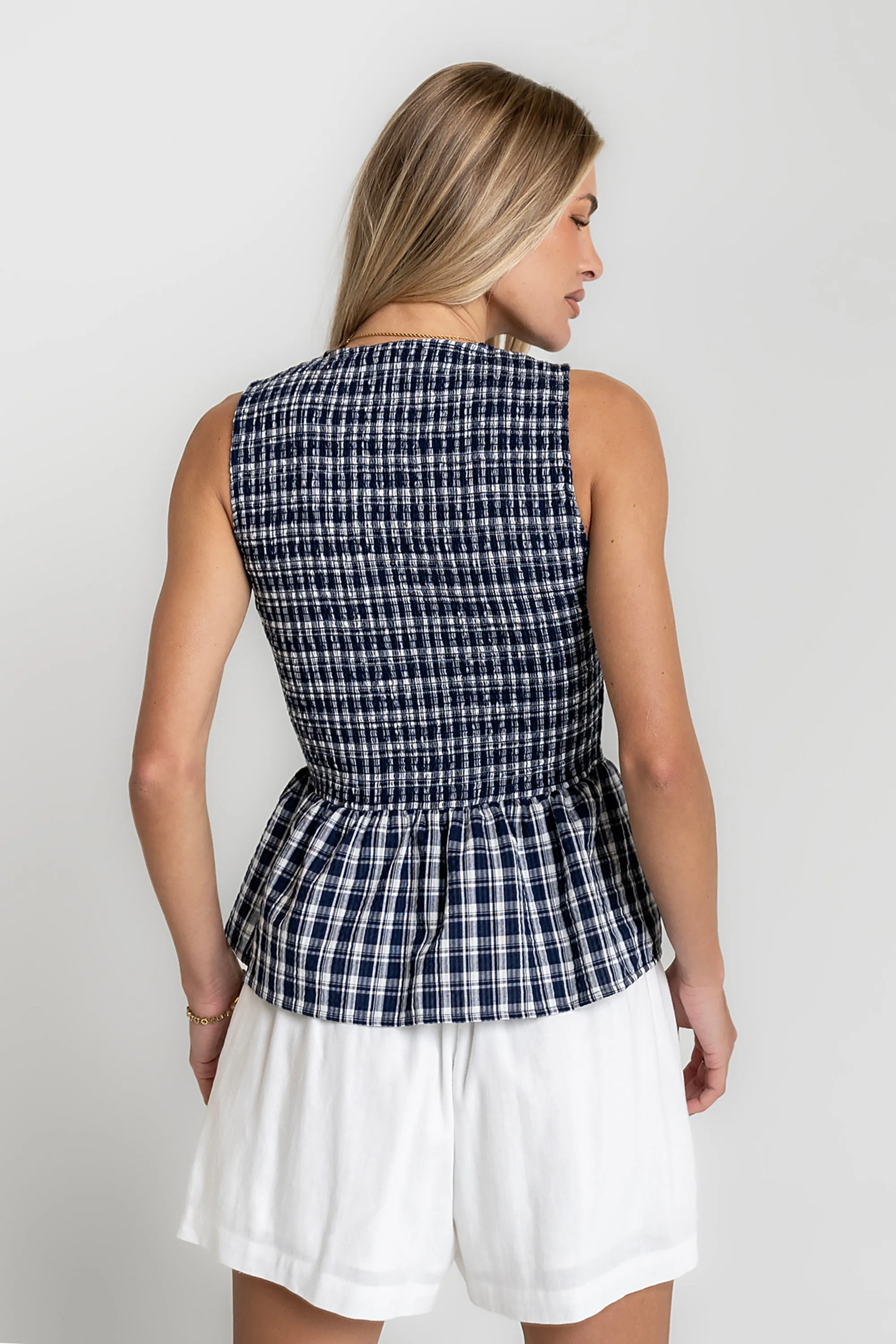 Peggy Gingham Smocked Tank sold by bohme product image thumbnail 3