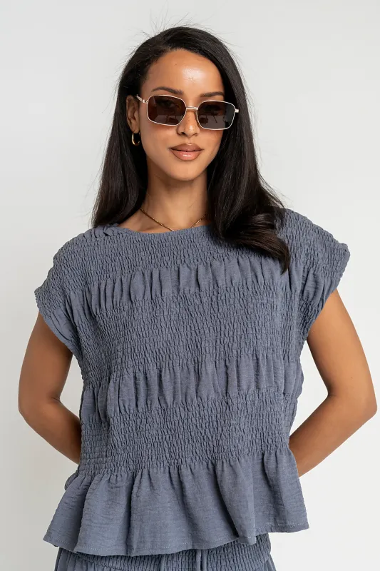 Ashton Smocked Top in Blue - FINAL SALE made by bohme