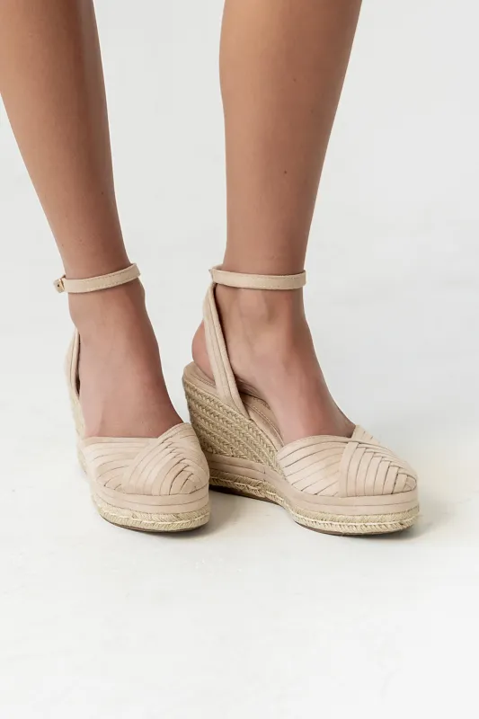 Becca Wedge Sandal in Natural made by bohme