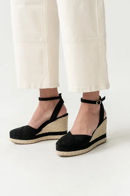 Becca Wedge Sandal in Black made by bohme