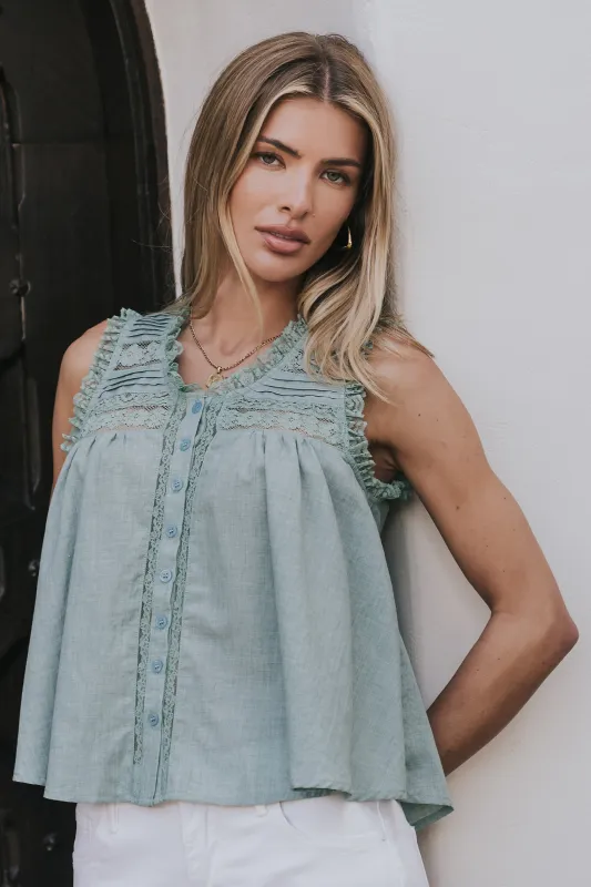 Megan Button Up Tank in Teal - FINAL SALE made by bohme