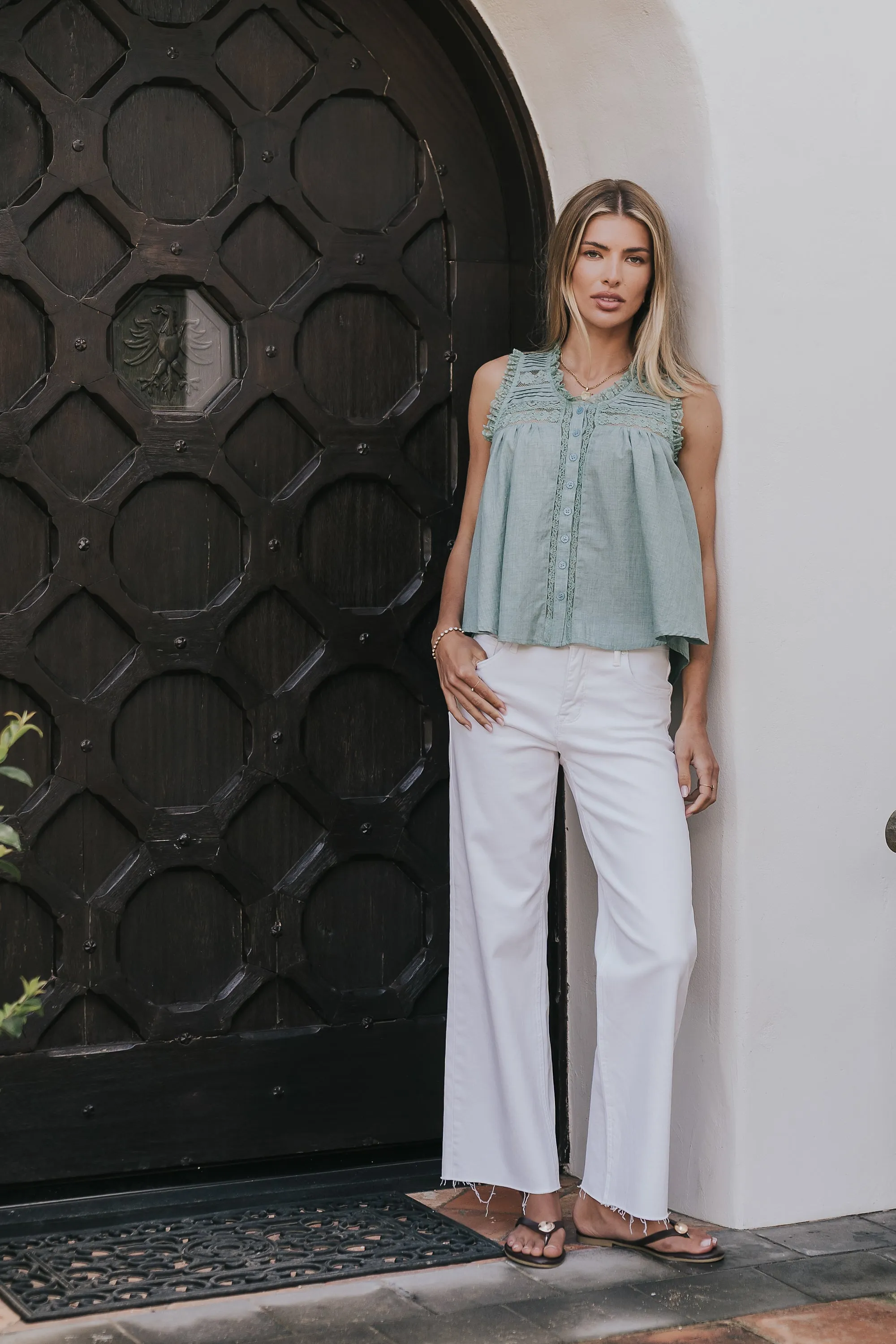 Megan Button Up Tank in Teal - FINAL SALE sold by bohme product image thumbnail 4