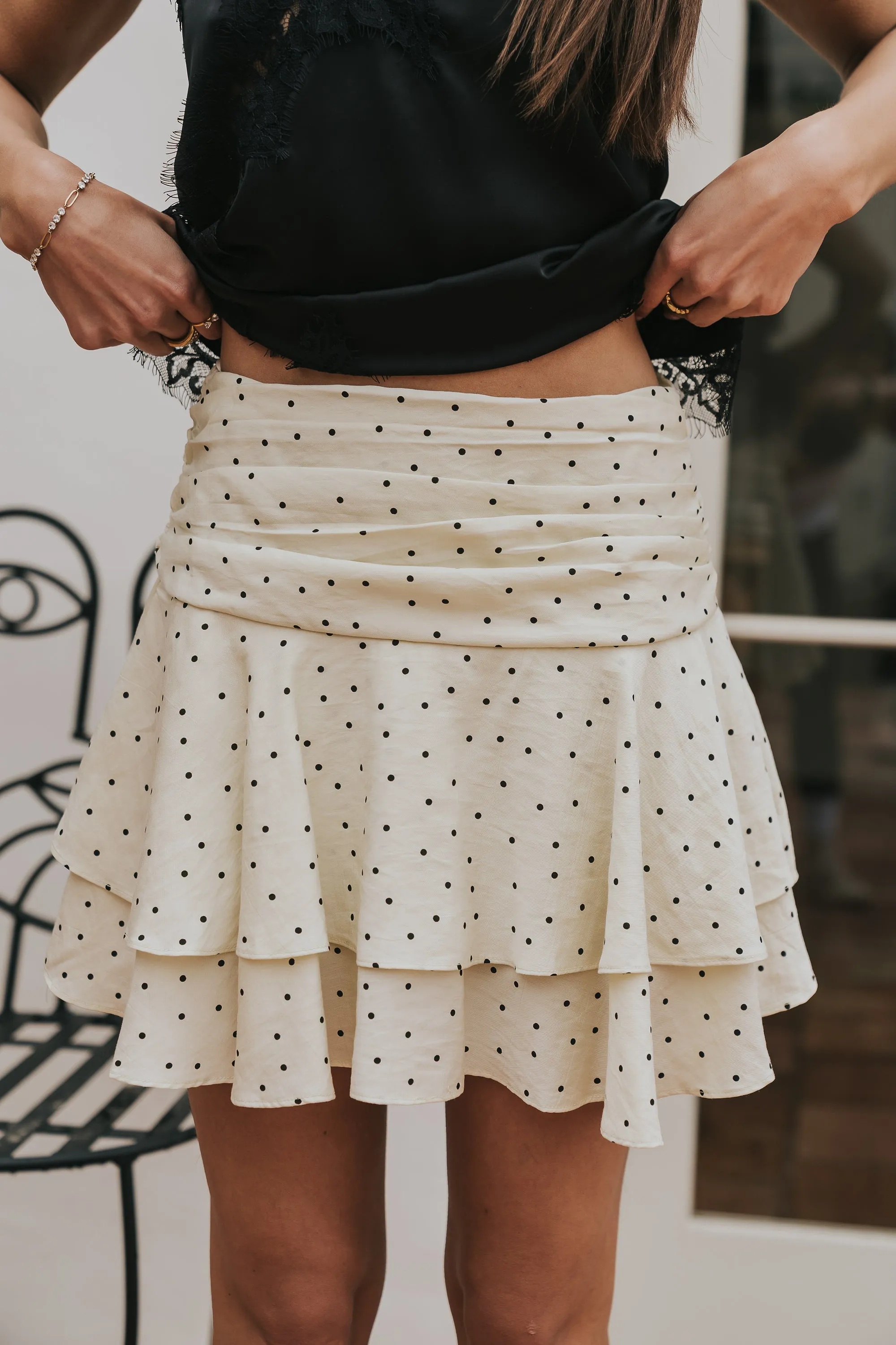 Trina Polka Dot Mini Skirt in Yellow sold by bohme product image thumbnail 5