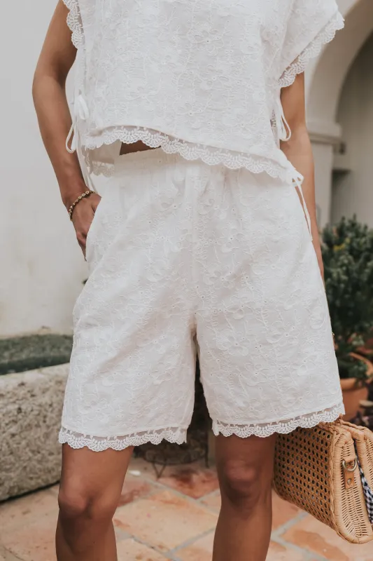 Klara Floral Embroidered Shorts made by bohme