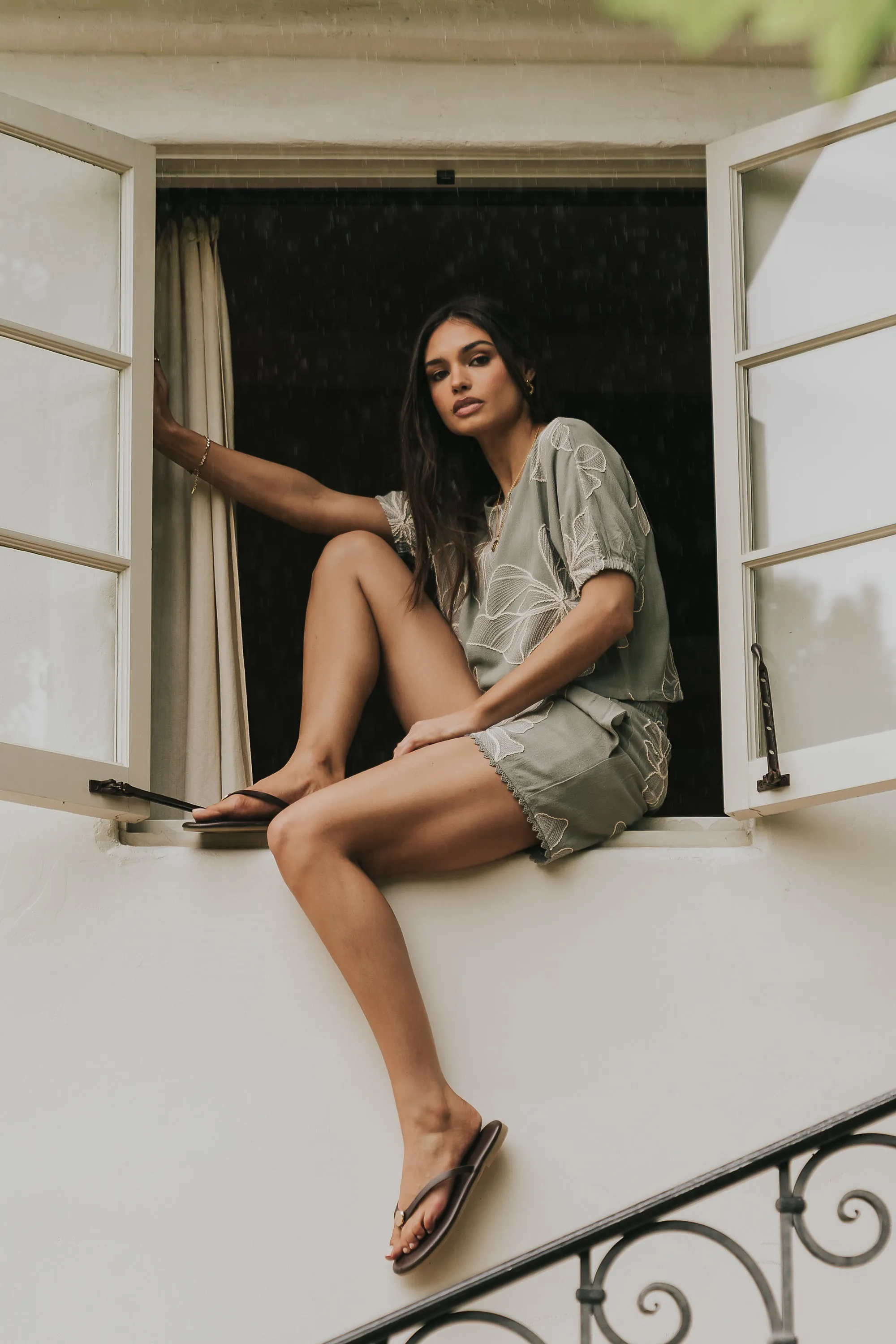 Kortney Floral Oversized Top in Sage sold by bohme product image thumbnail 2