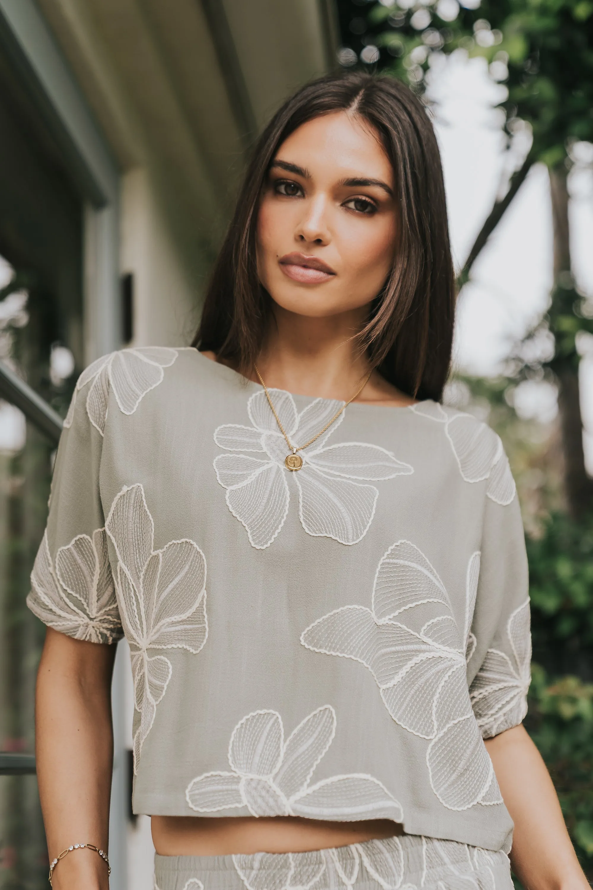 Kortney Floral Oversized Top in Sage sold by bohme product image thumbnail 3