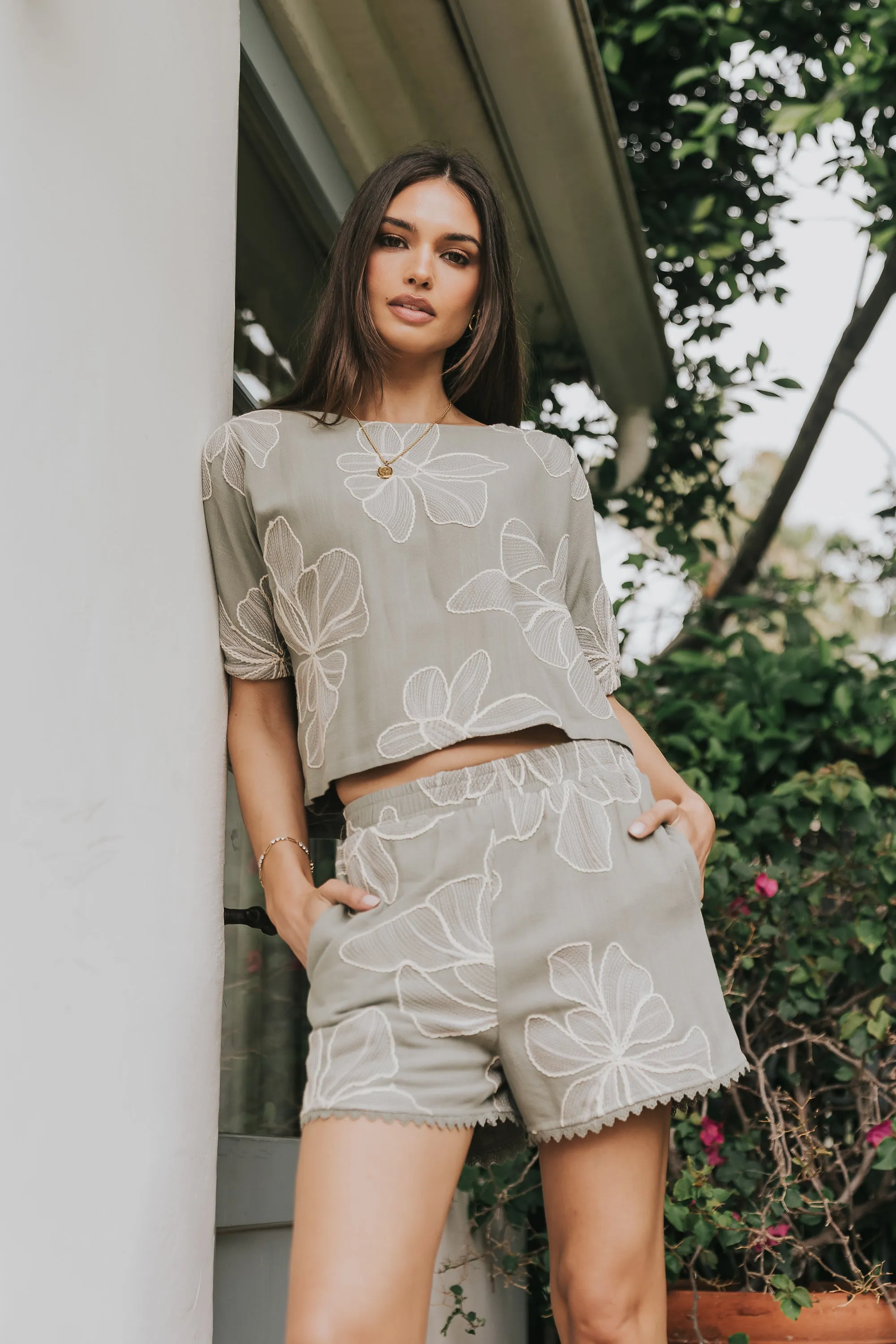 Kortney Floral Oversized Top in Sage sold by bohme product image thumbnail 5