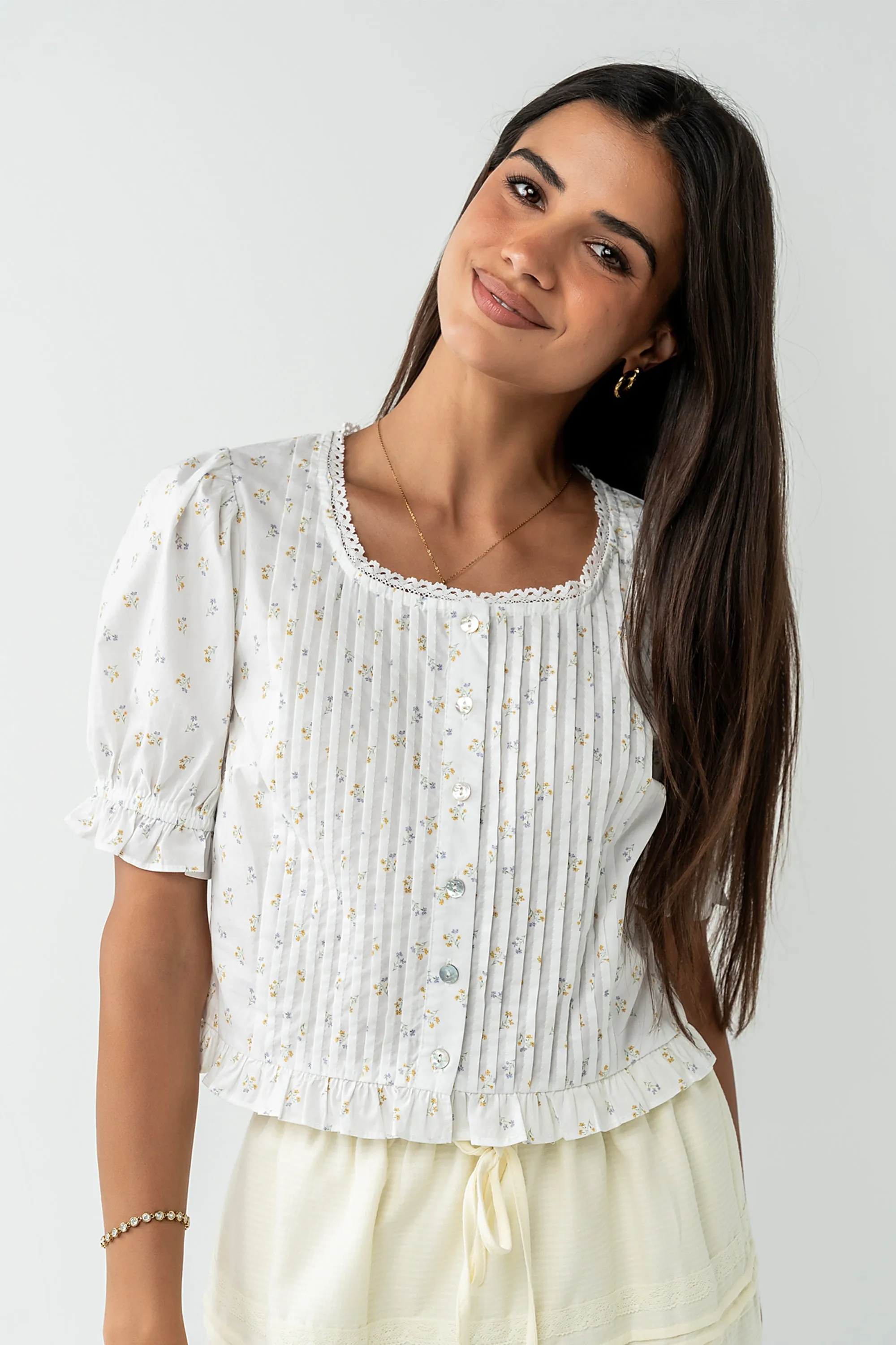 Tracie Floral Blouse in White sold by bohme product image thumbnail 2