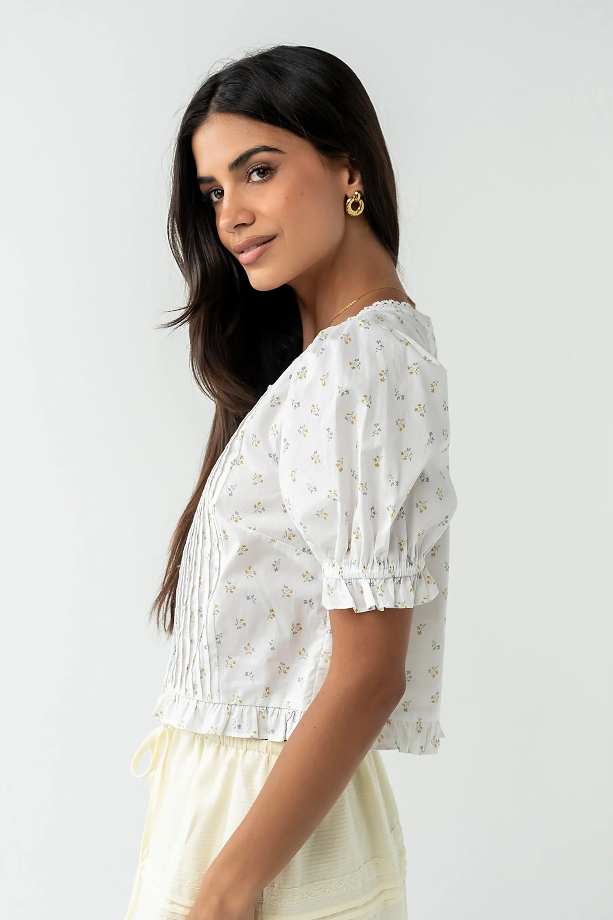 Tracie Floral Blouse in White sold by bohme product image thumbnail 5