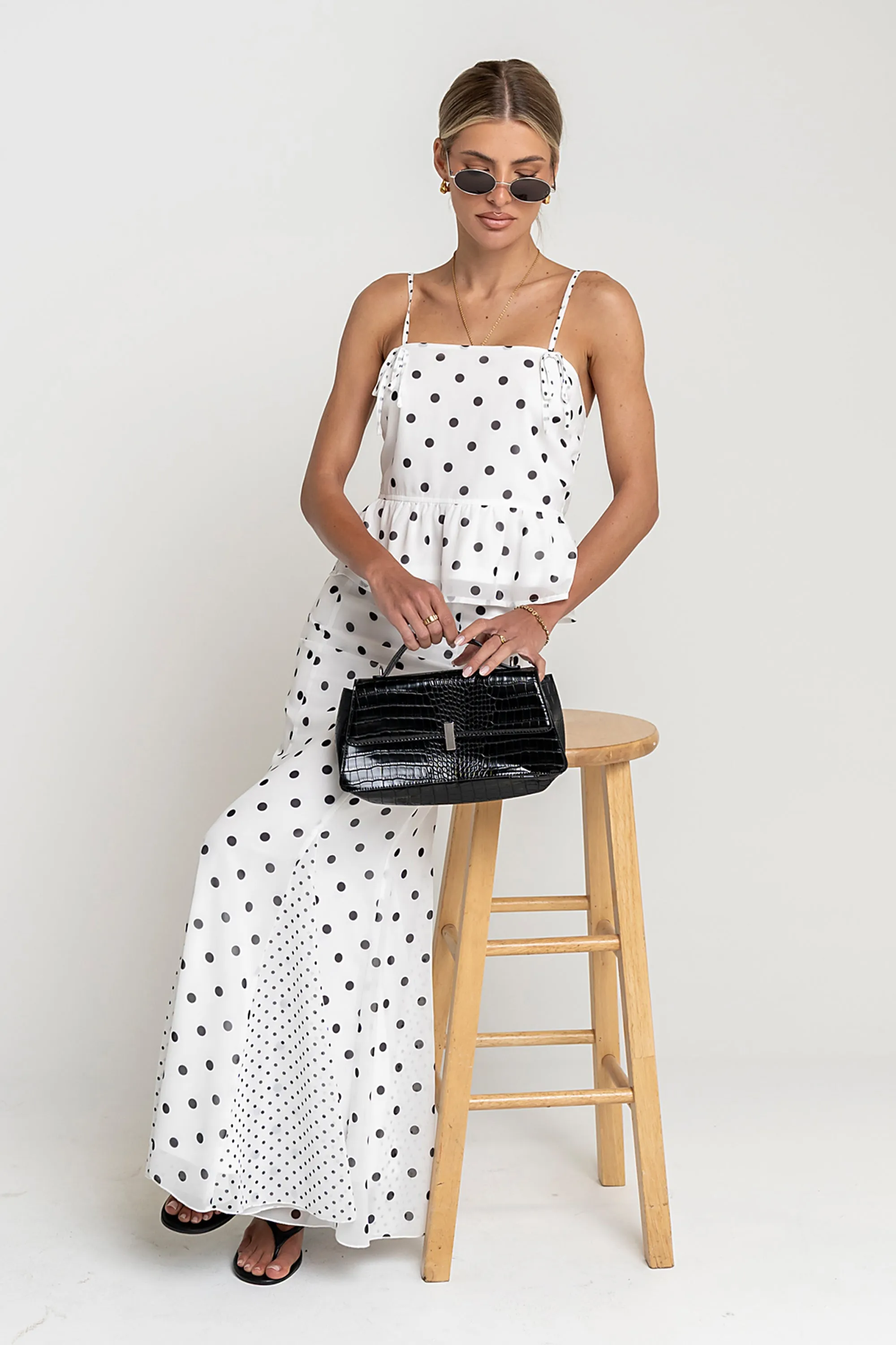Freida Polka Dot Maxi Skirt in Ivory sold by bohme product image thumbnail 4