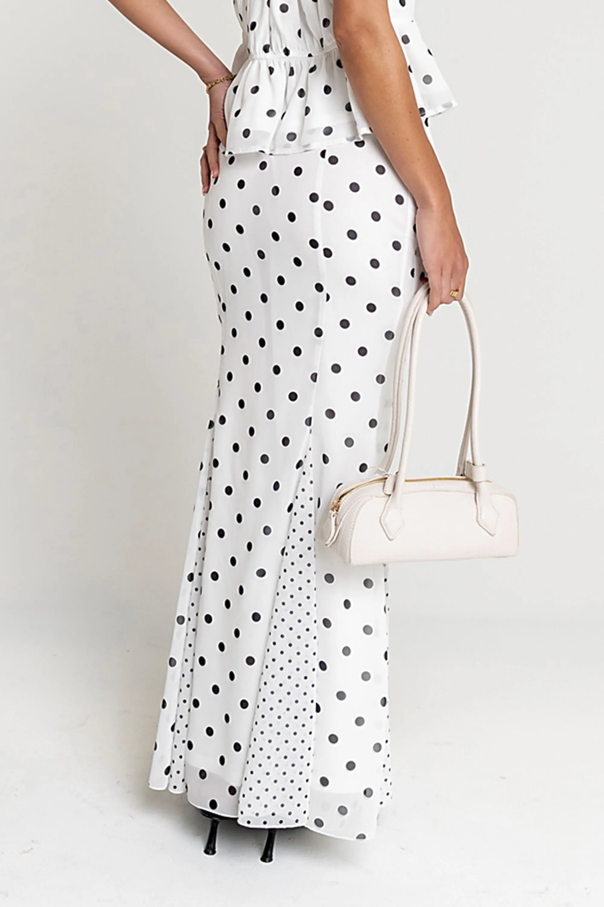 Freida Polka Dot Maxi Skirt in Ivory sold by bohme product image thumbnail 2