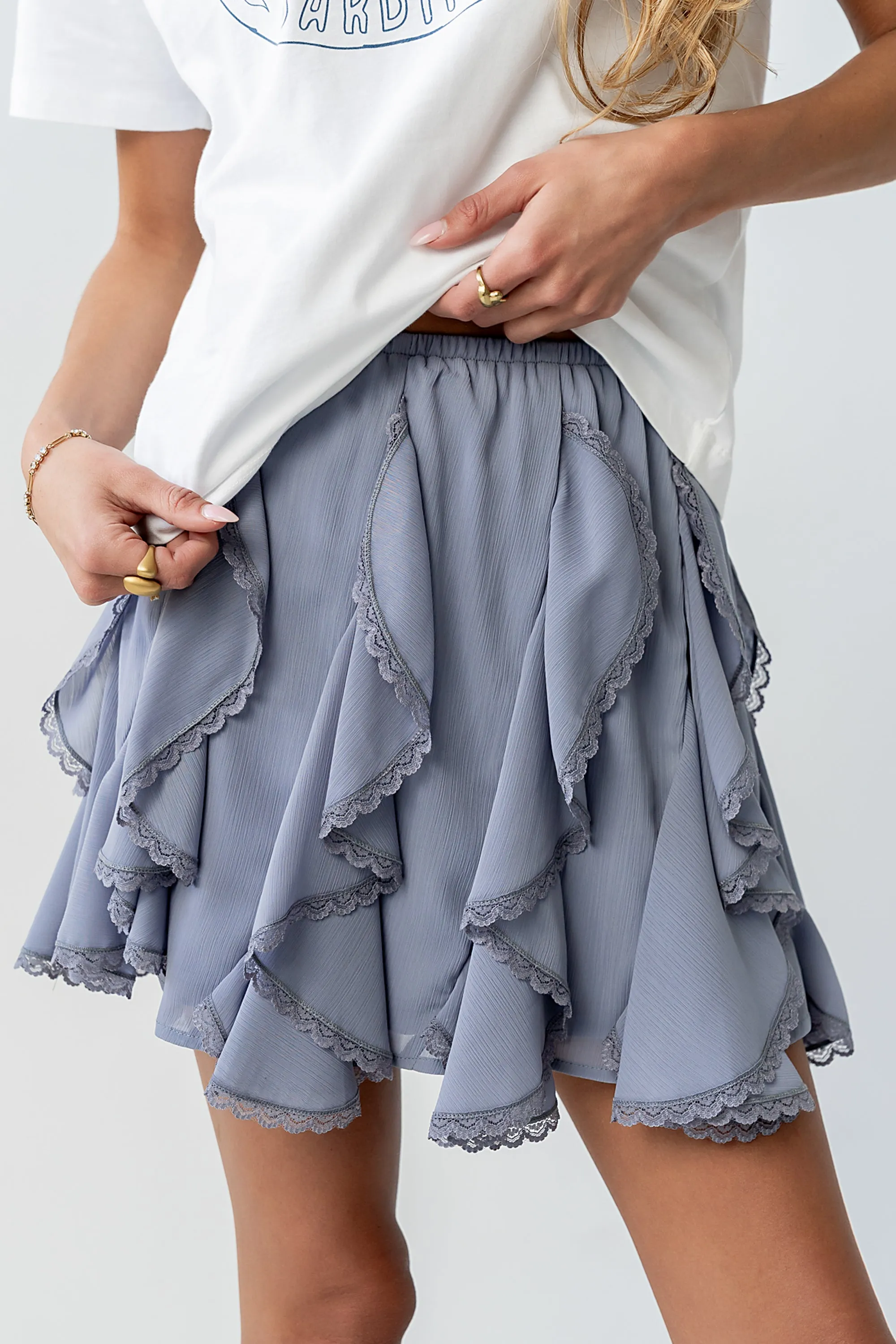 Cole Ruffle Mini Skirt in Light Blue sold by bohme product image thumbnail 4