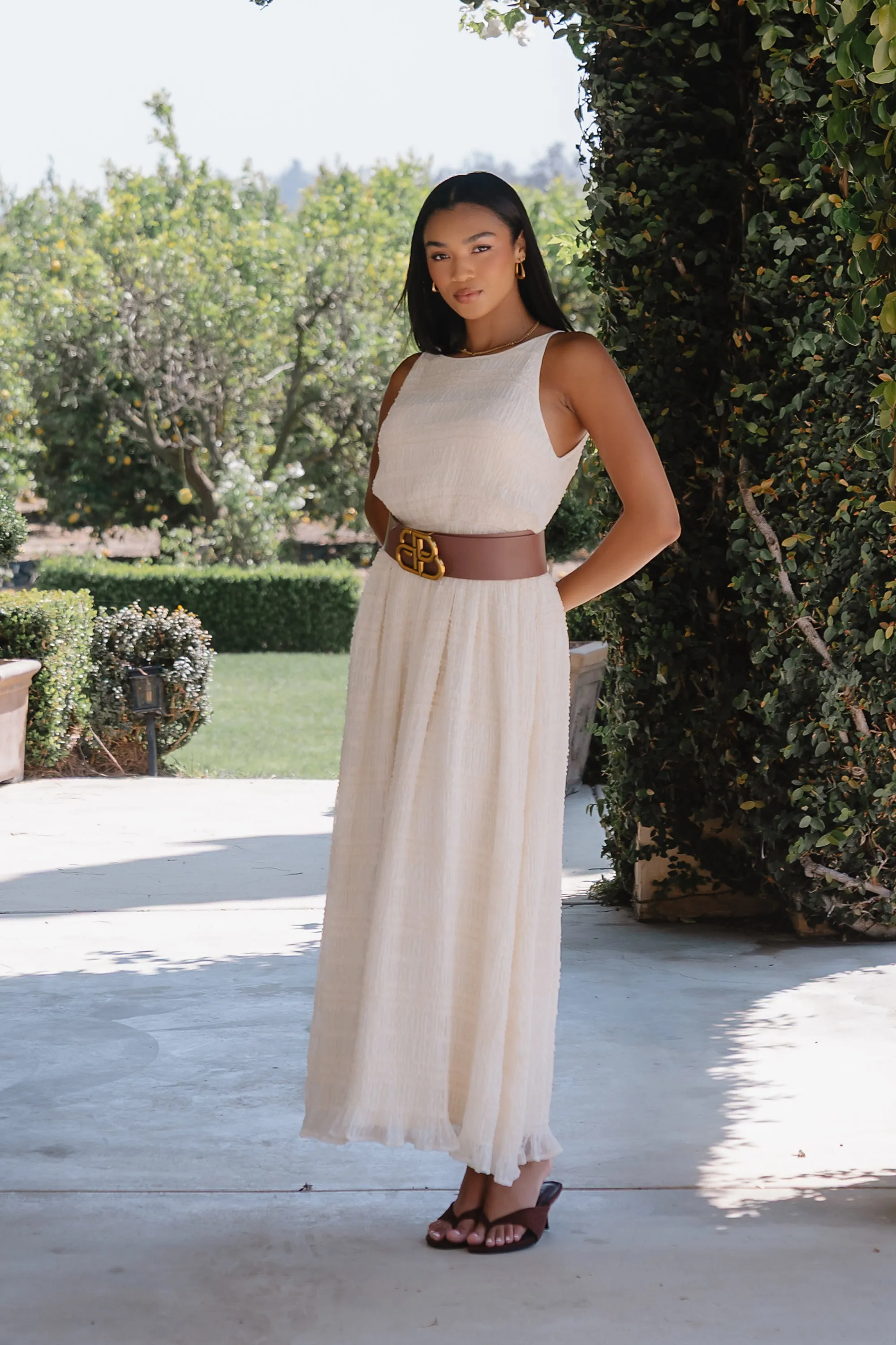 Jordy Textured Maxi Dress in Cream sold by bohme product image thumbnail 5