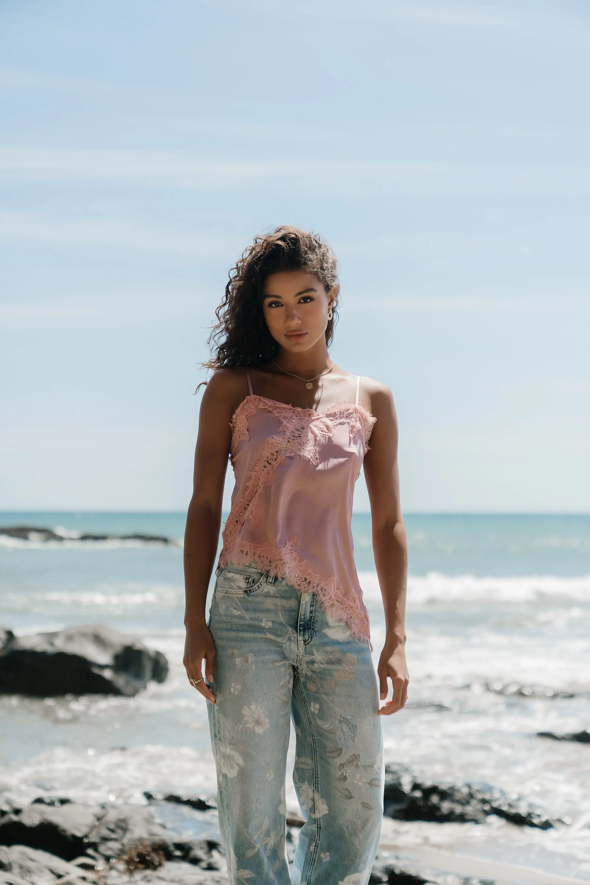 Berkley Lace Trim Tank in Mauve sold by bohme product image thumbnail 2
