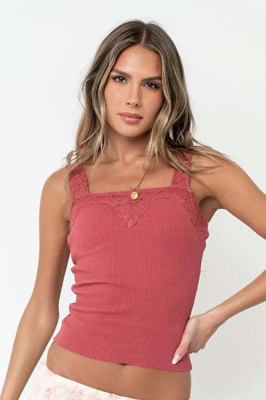 Saylor Ribbed Tank in Berry made by bohme