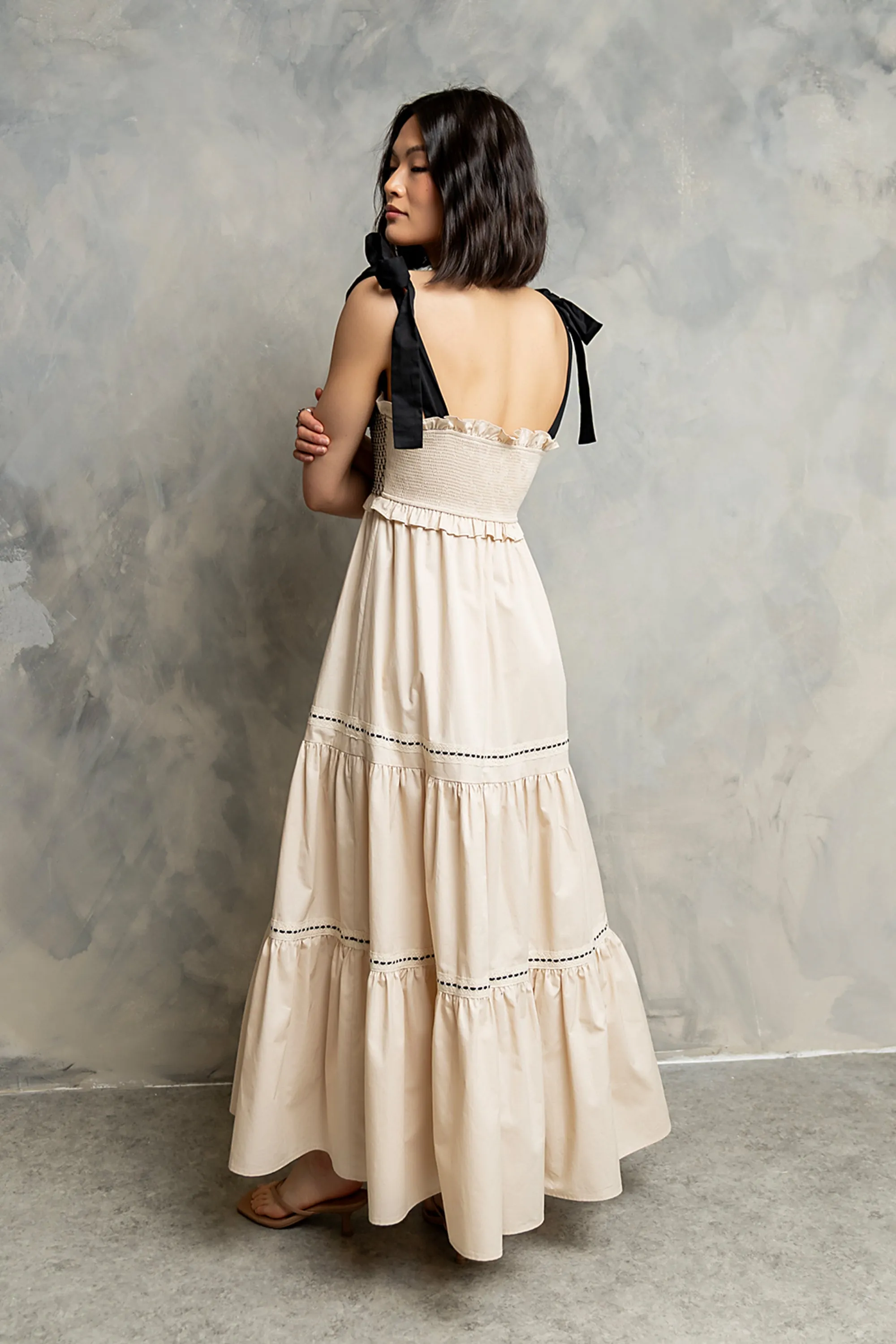 Mollie Tiered Maxi Dress in Ivory sold by bohme product image thumbnail 5