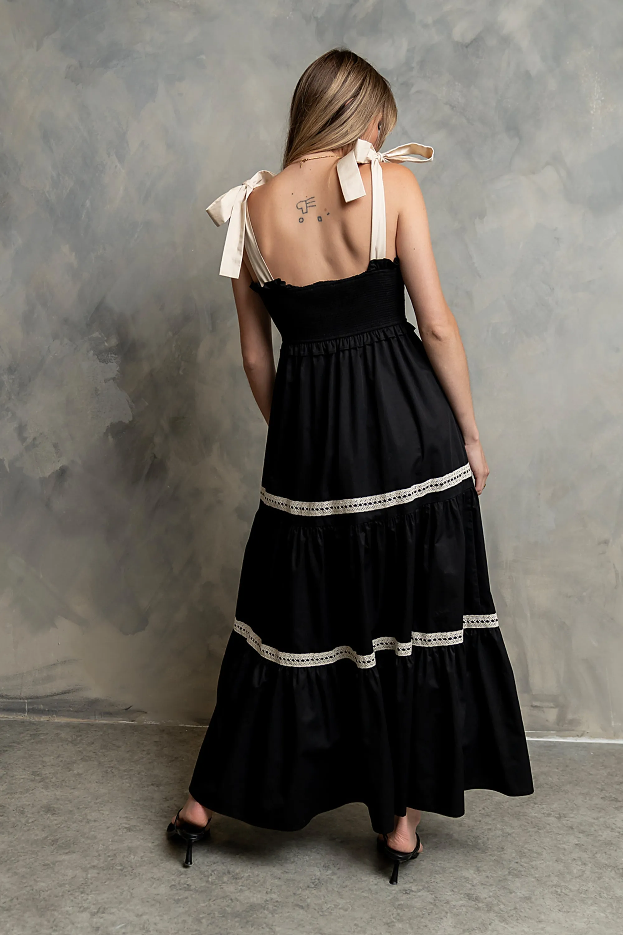Mollie Tiered Maxi Dress in Black sold by bohme product image thumbnail 2
