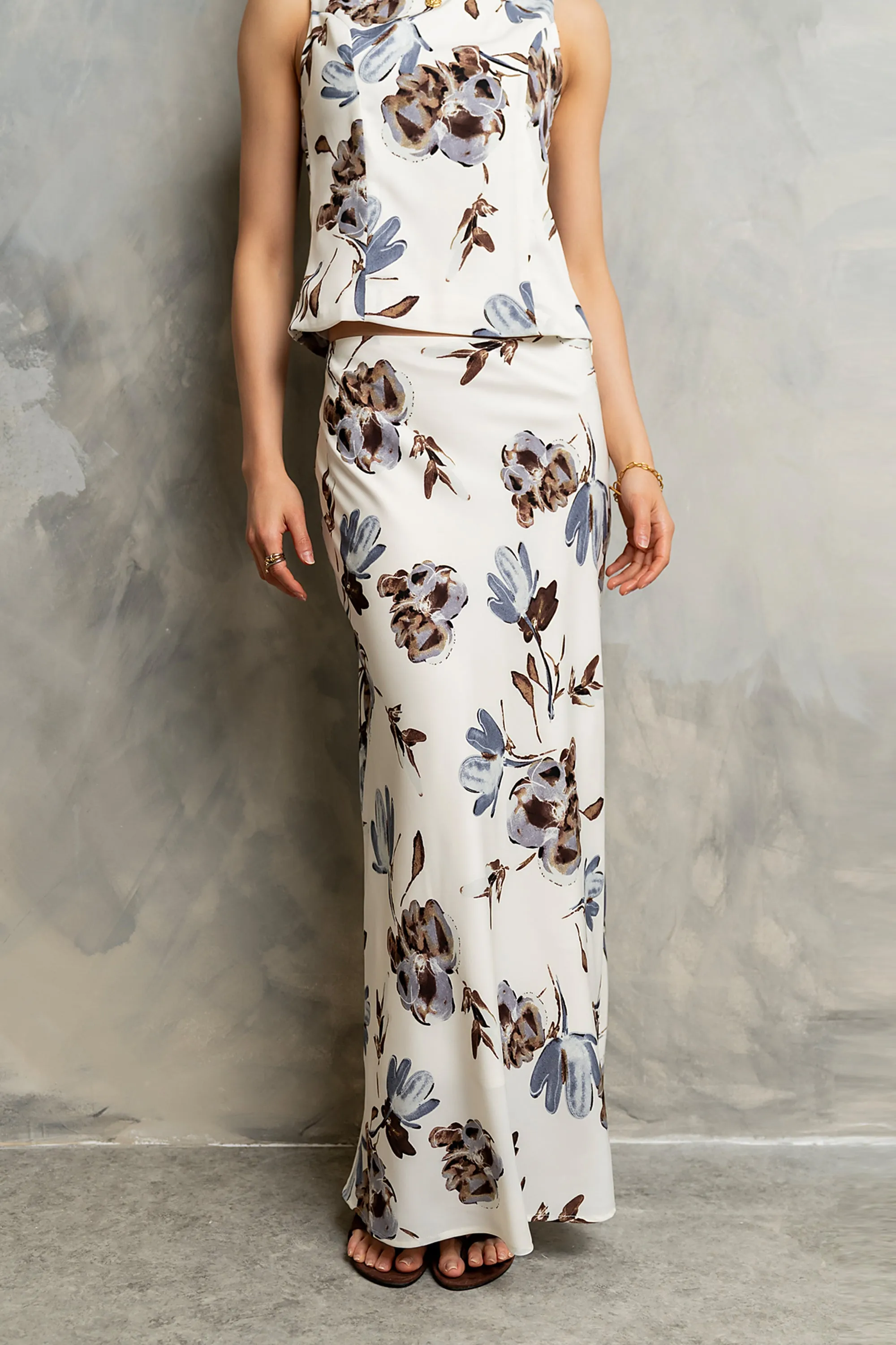 Eden Floral Midi Skirt in Cream - FINAL SALE sold by bohme product image thumbnail 2