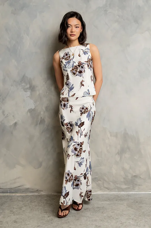 Eden Floral Midi Skirt in Cream - FINAL SALE made by bohme