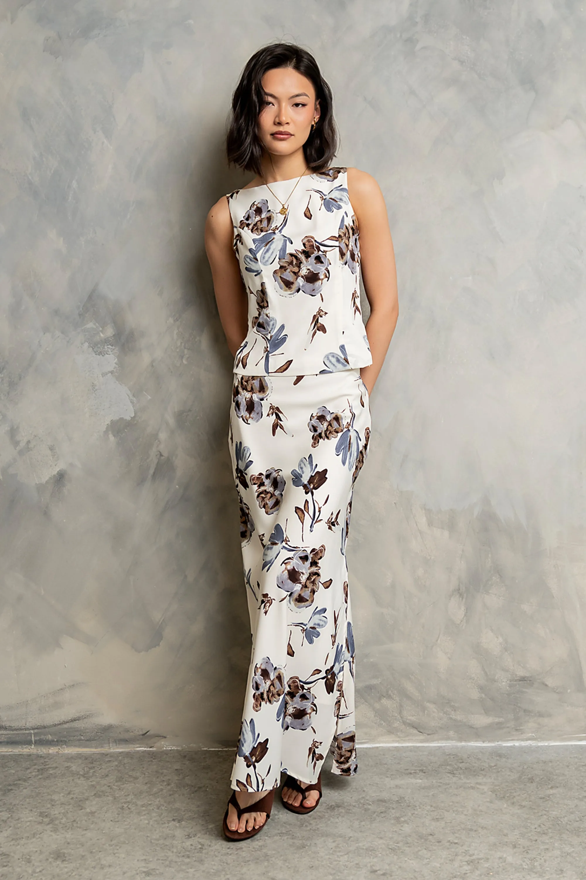 Eden Floral Midi Skirt in Cream - FINAL SALE sold by bohme