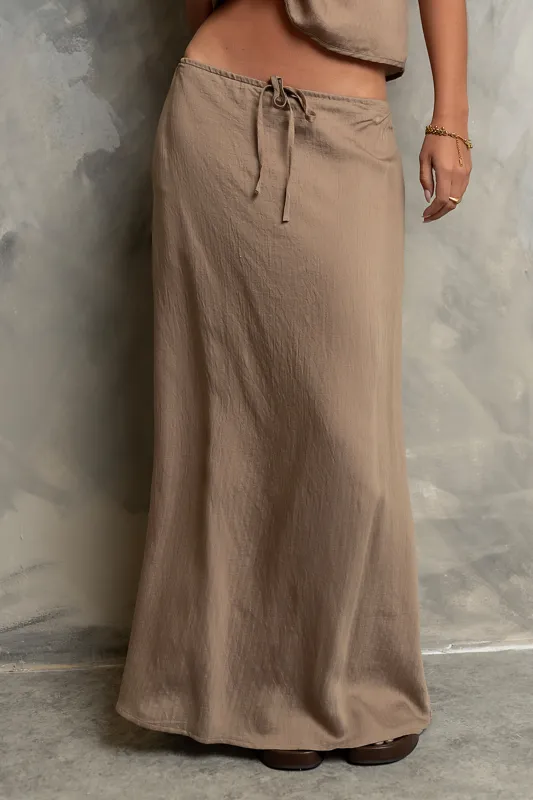 Polliana Textured Stripe Skirt in Mocha made by bohme