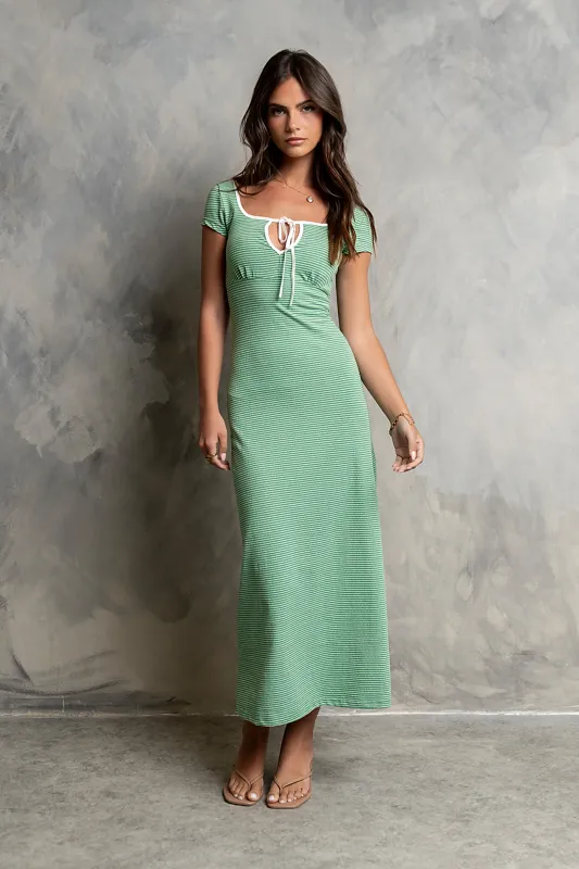 Deana Striped Maxi Dress in Green - FINAL SALE made by bohme