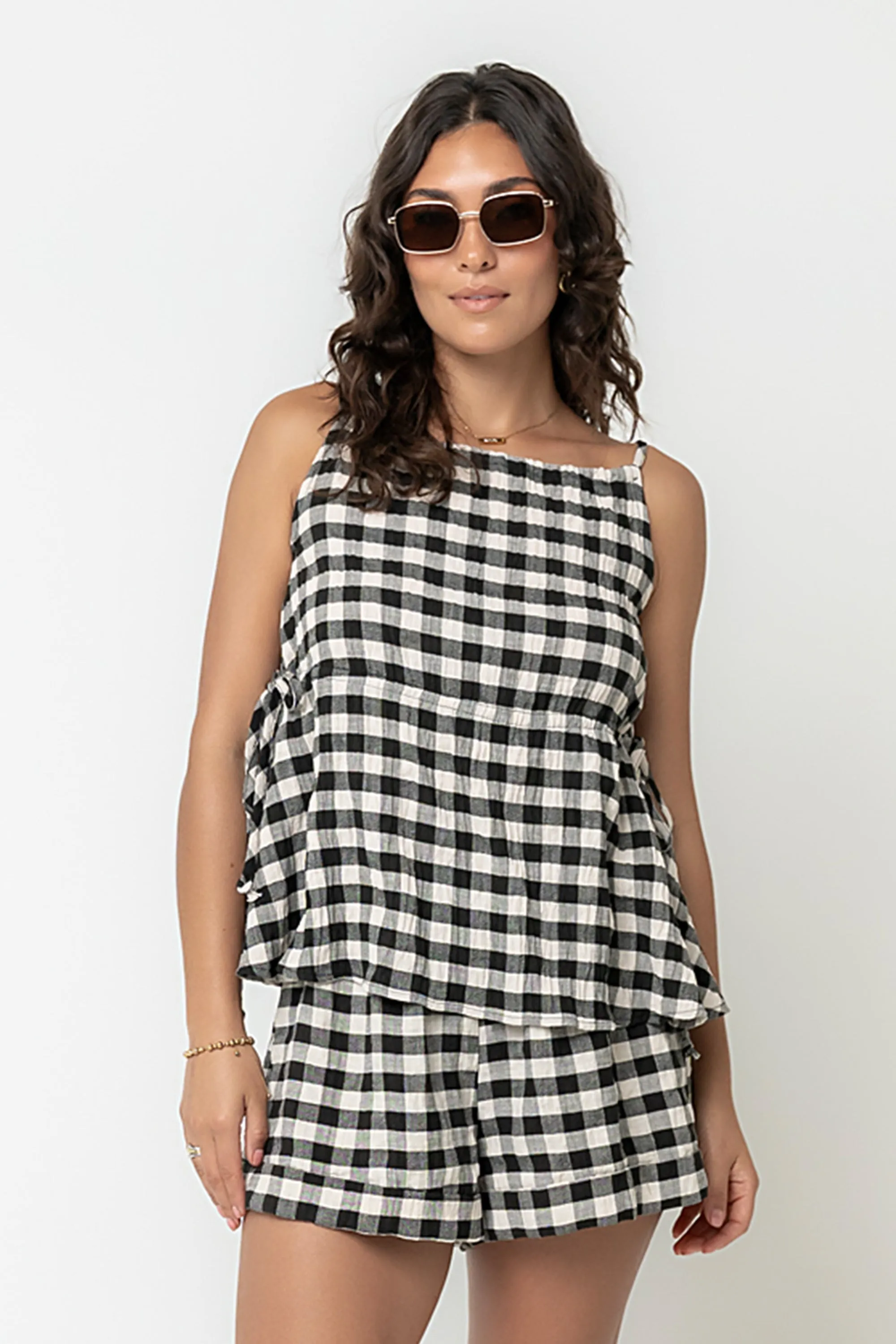 Lily Gingham Tank Top in Black sold by bohme product image thumbnail 2